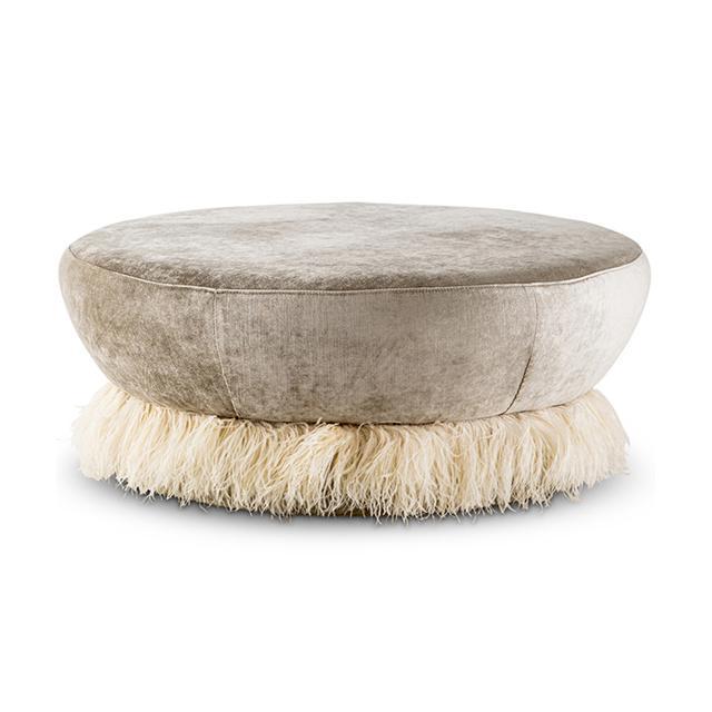 Ostrich Fluff Round Ottoman - Large