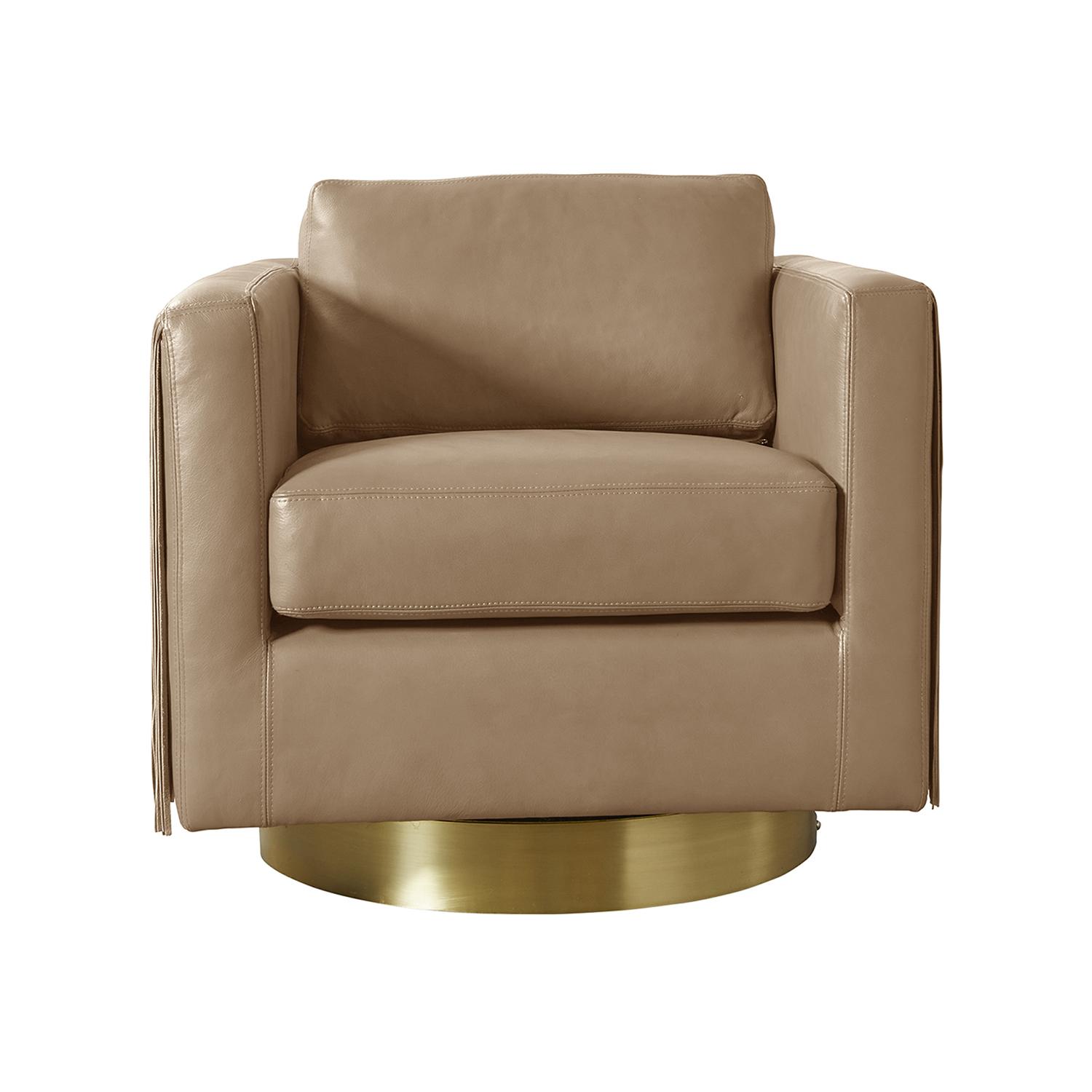 Egoli Leather Swivel Chair in Metallic Leather
