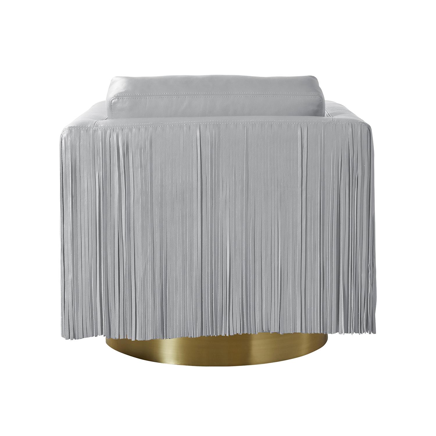 Egoli Leather Swivel Chair in Metallic Leather