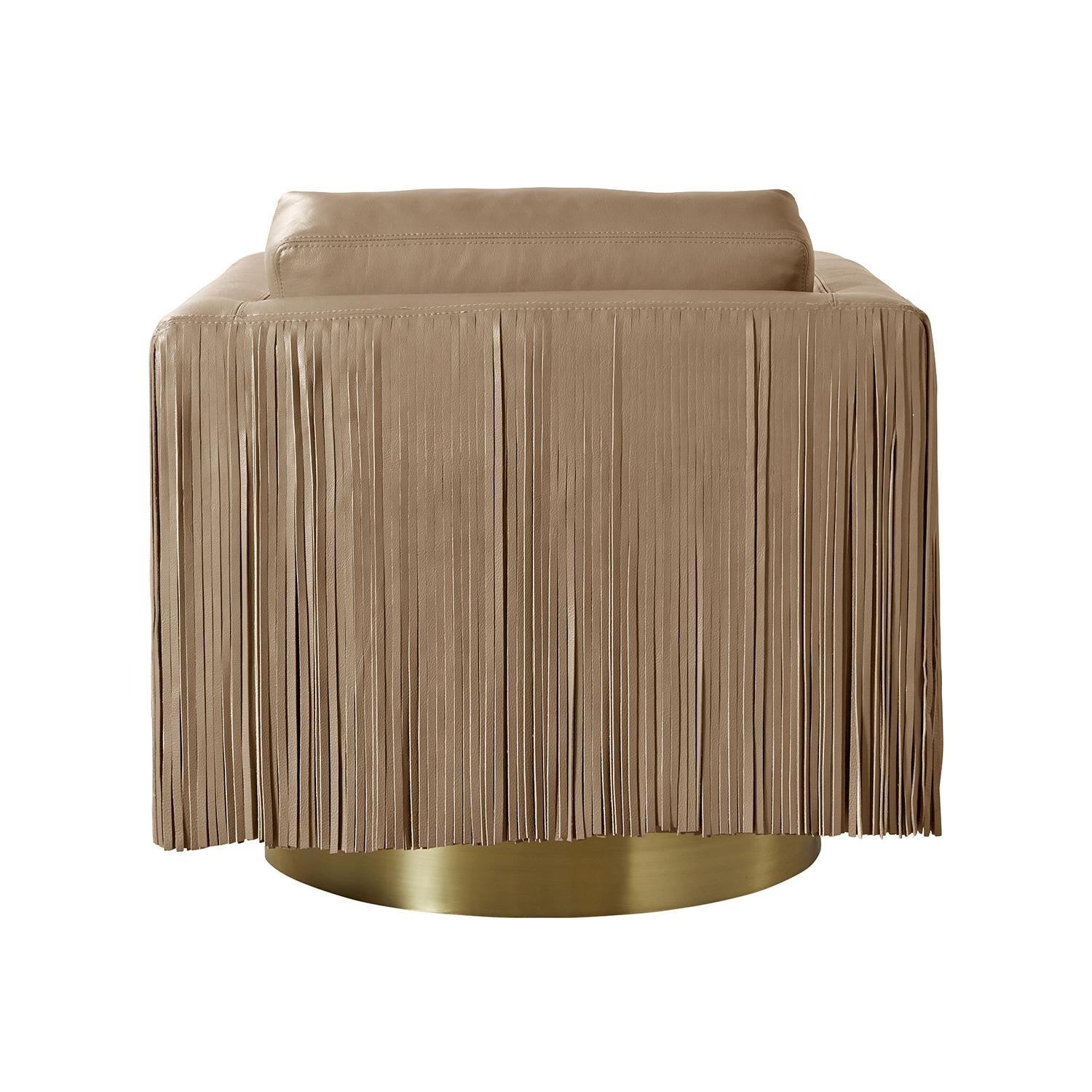 Egoli Leather Swivel Chair in Metallic Leather