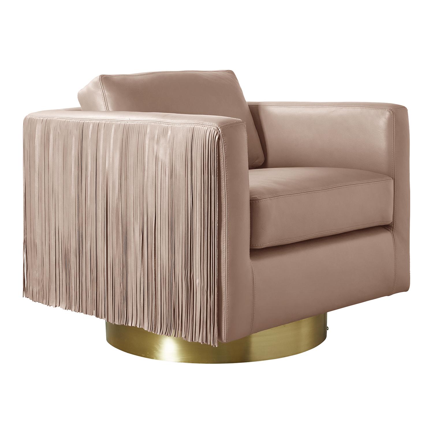 Egoli Leather Swivel Chair in Metallic Leather