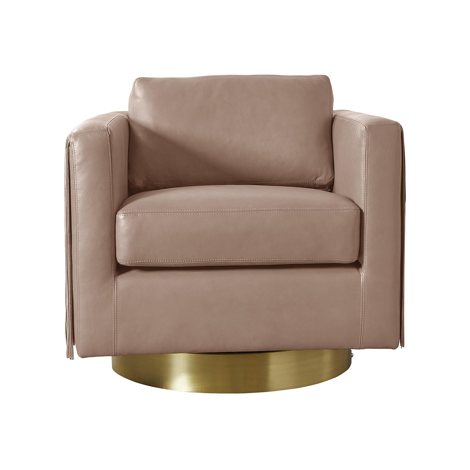 Egoli Leather Swivel Chair in Metallic Leather