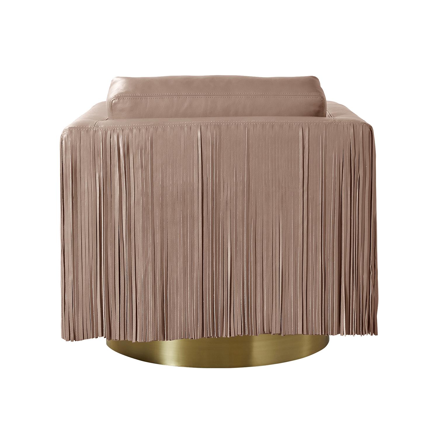 Egoli Leather Swivel Chair in Metallic Leather