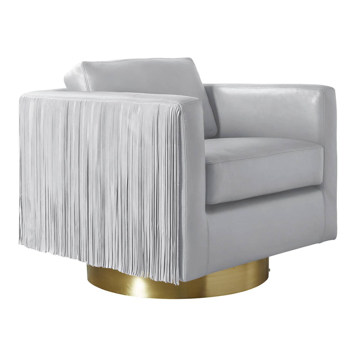 Egoli Leather Swivel Chair in Metallic Leather