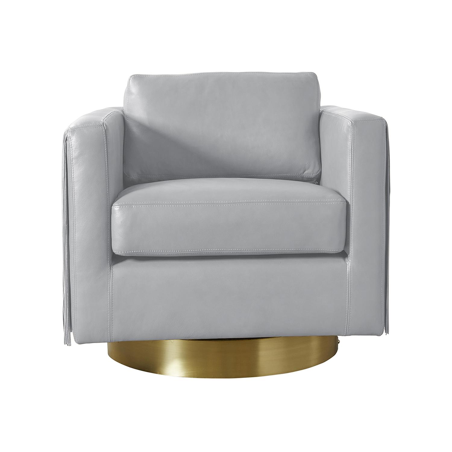 Egoli Leather Swivel Chair in Metallic Leather