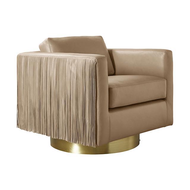 Egoli Leather Swivel Chair in Metallic Leather