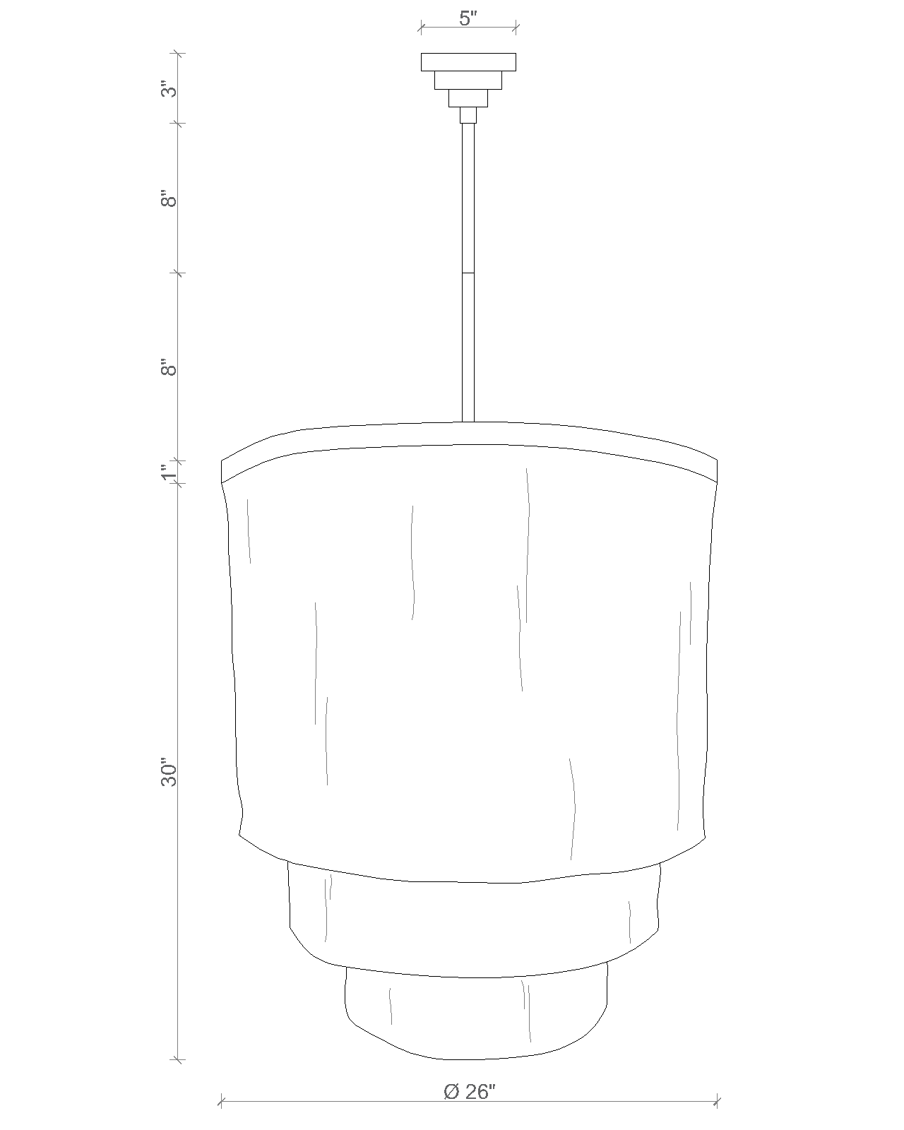 Small NeKeia Leather Chandelier in Brass Finish and Cream-Stone Leather