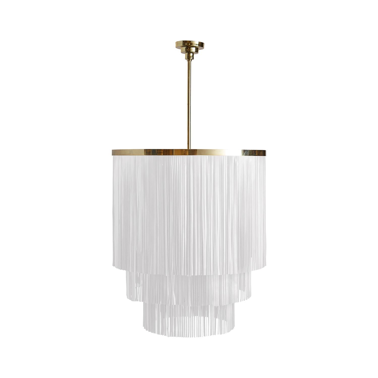 Small NeKeia Leather Chandelier in Brass Finish and Premium Leather