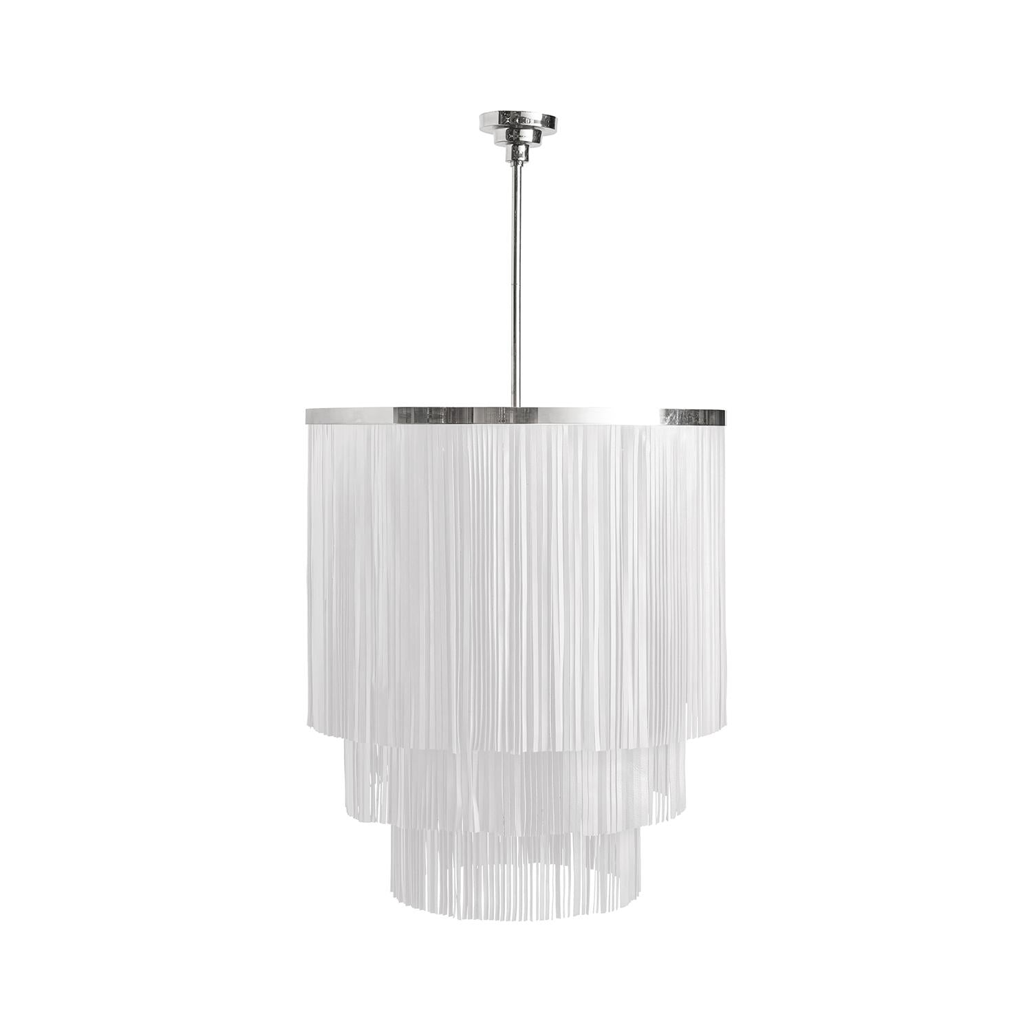 Small NeKeia Leather Chandelier in Nickel Finish and Premium Leather