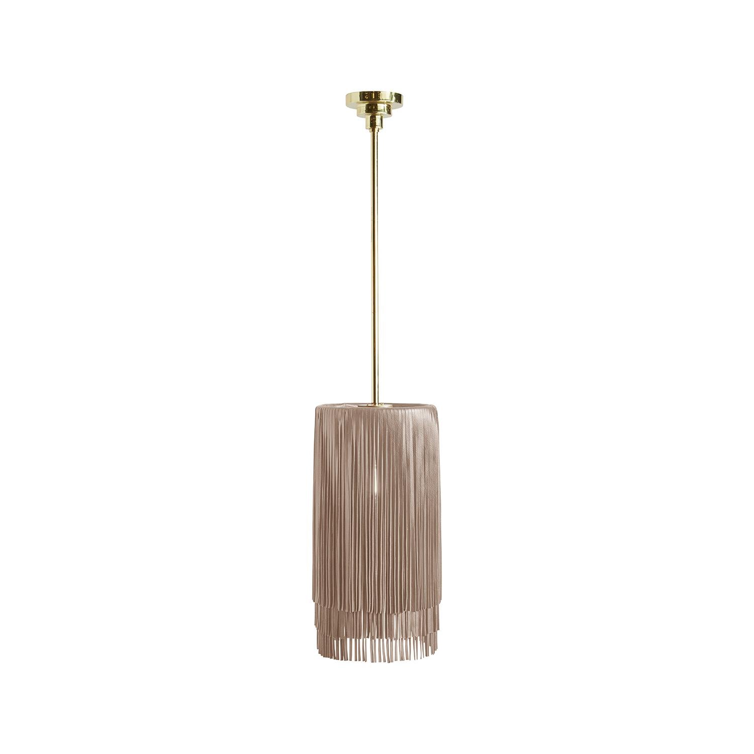 Nairobi Leather Pendant in Brass Finish and Metallic Leather