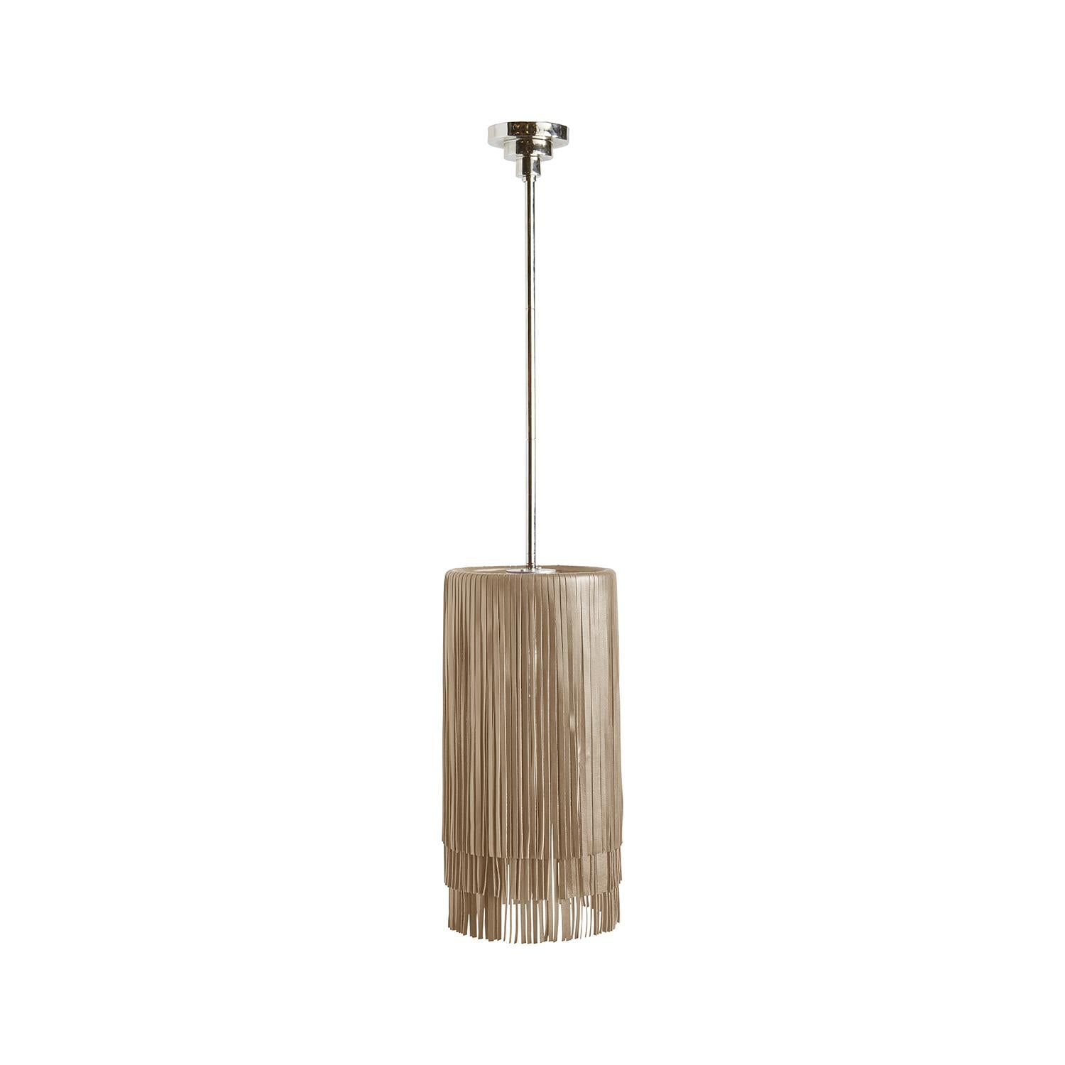 Nairobi Leather Pendant in Nickel Finish and Metallic Leather