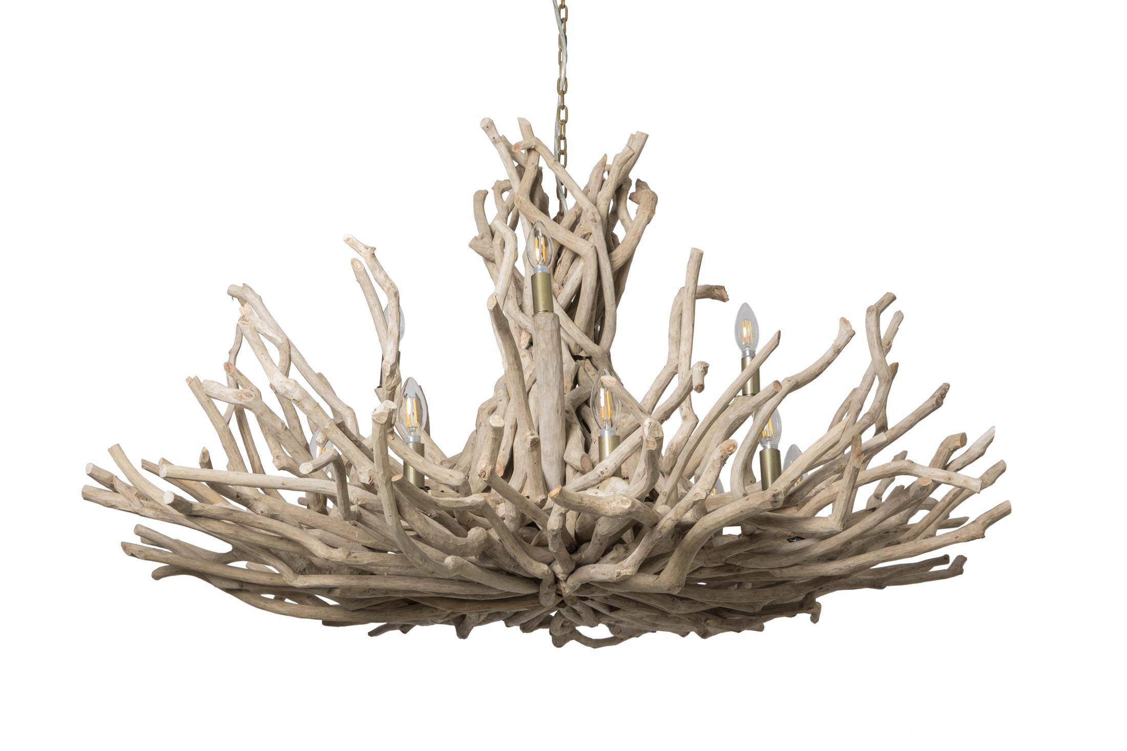Two-Tier Twig Chandelier in Natural Finish