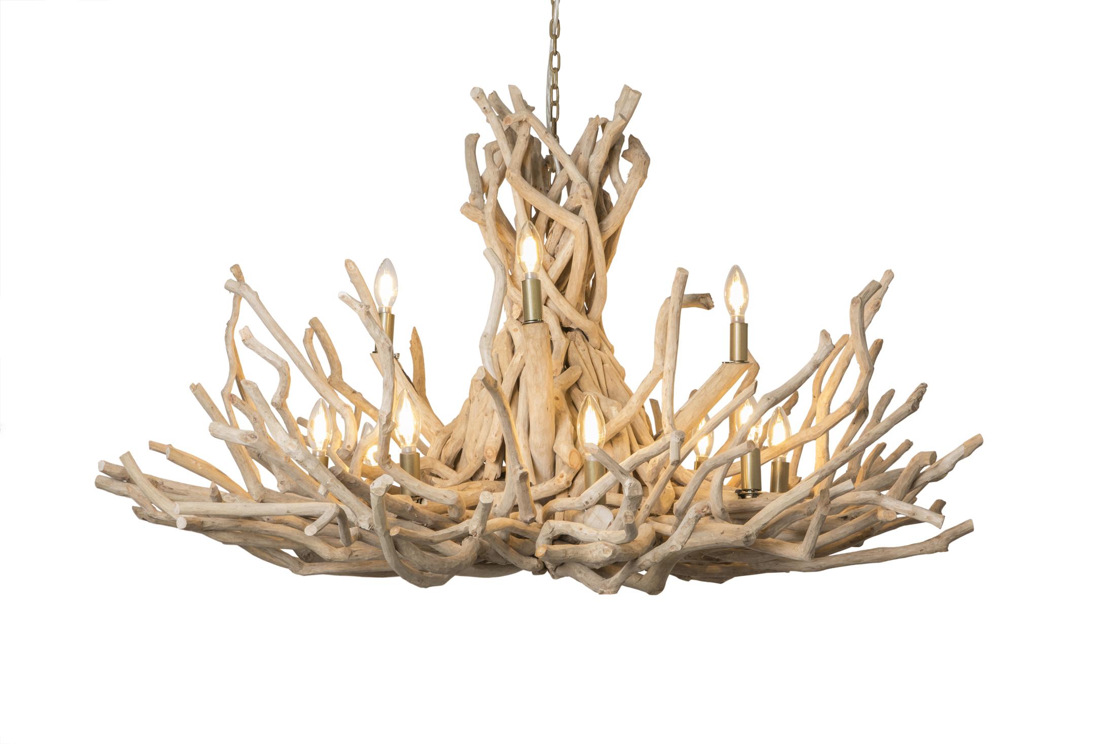 Two-Tier Twig Chandelier in Natural Finish