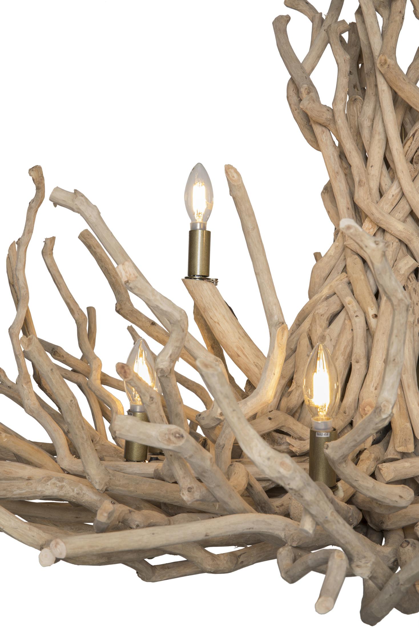Two-Tier Twig Chandelier in Natural Finish