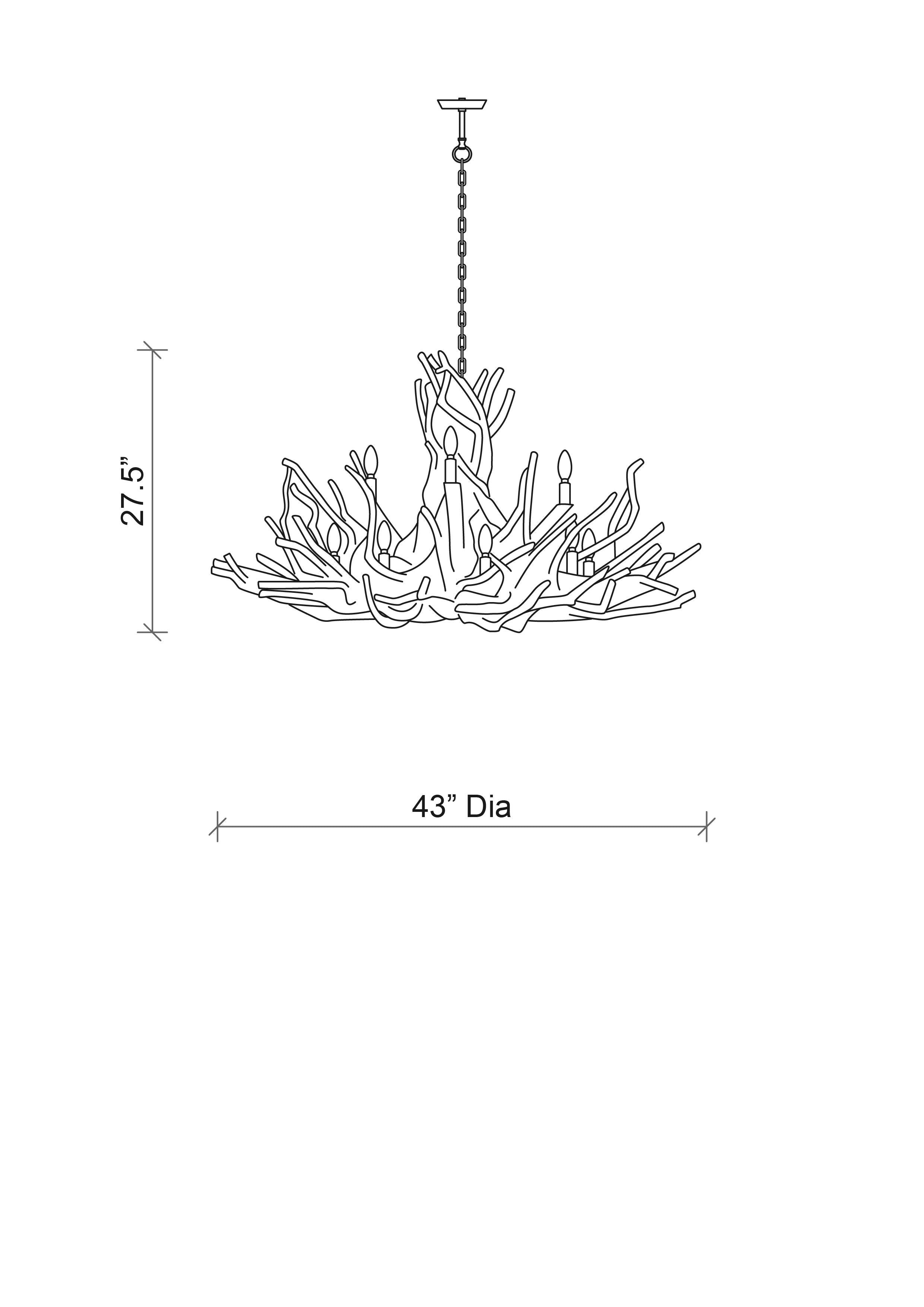 Two-Tier Twig Chandelier in Natural Finish