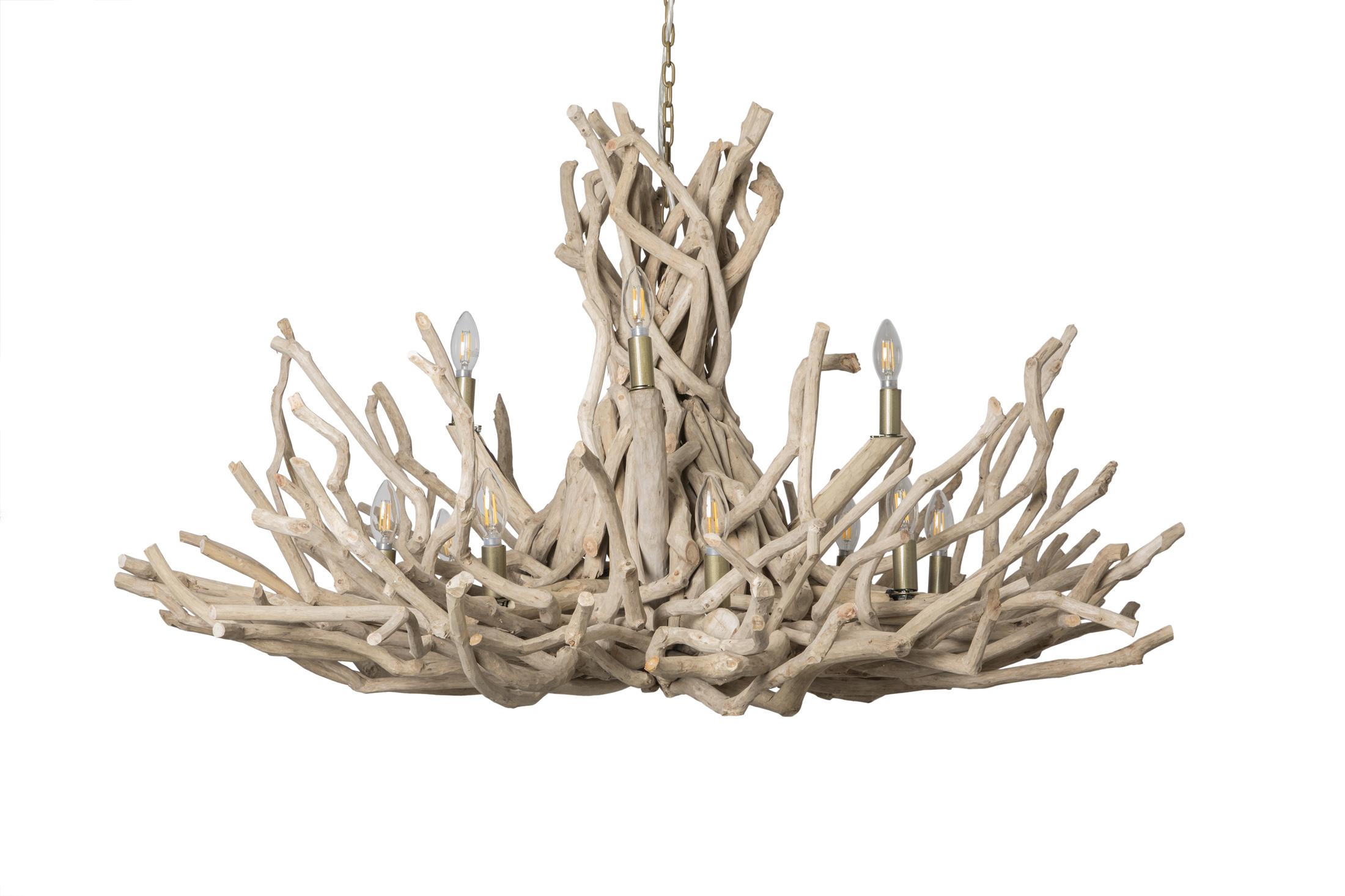 Two-Tier Twig Chandelier in Natural Finish
