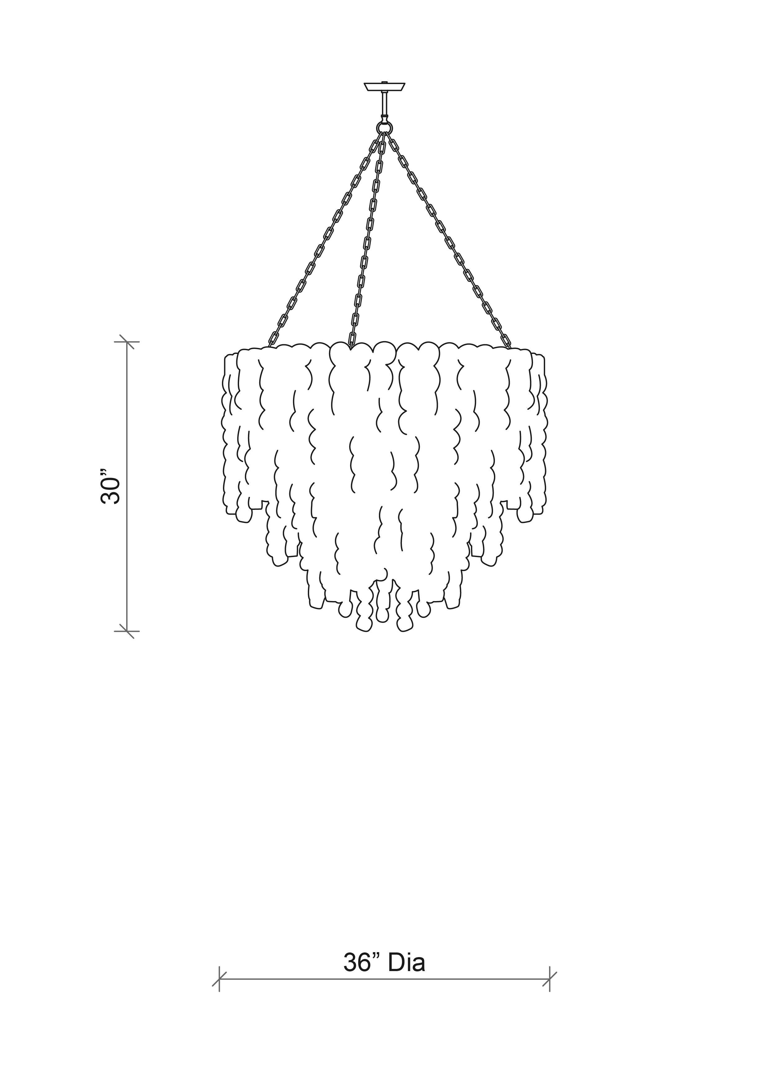 Large Round Wood Disc Chandelier in Ombre Finish with Recycled Glass