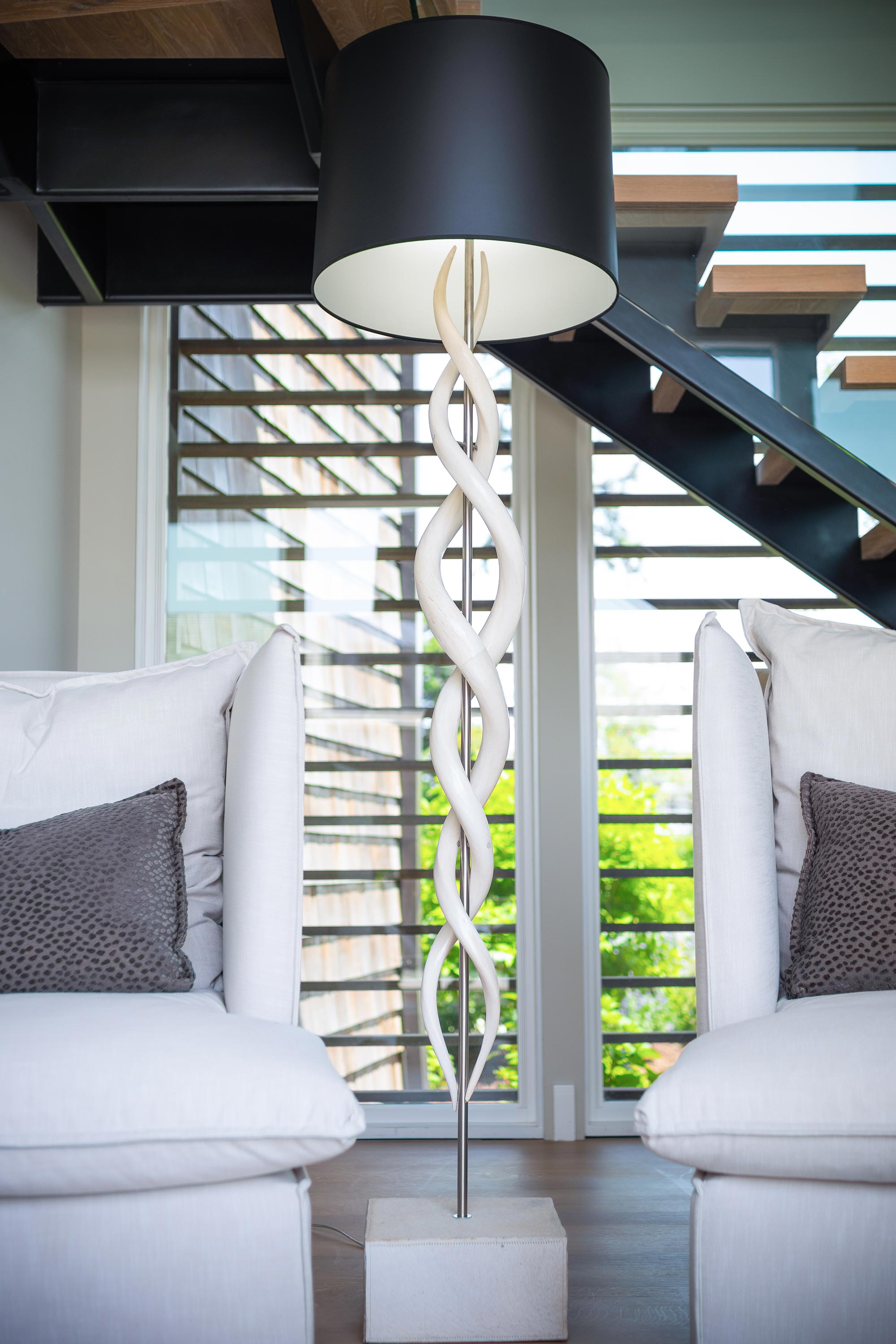 Kudu Inner Horn Double Twist Floor Lamp