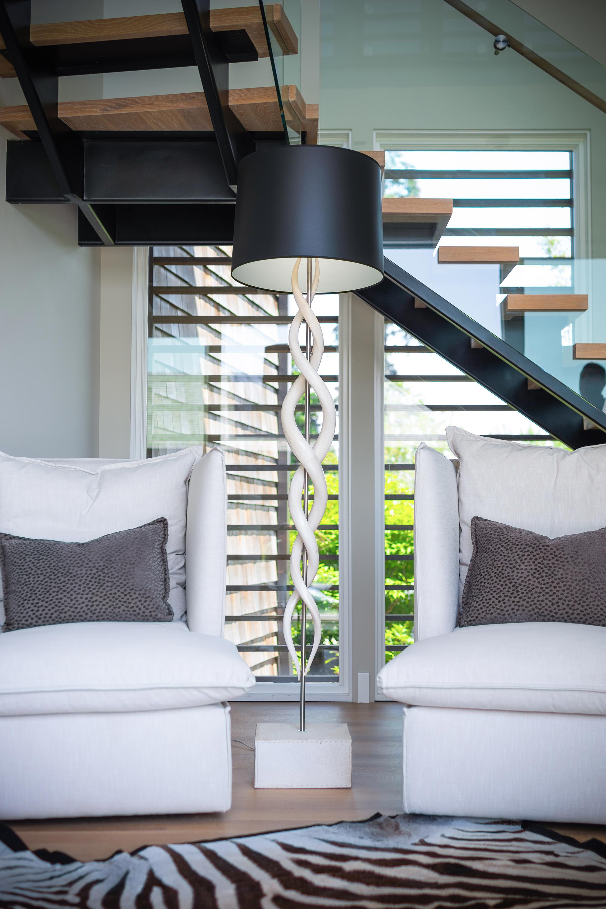 Kudu Inner Horn Double Twist Floor Lamp