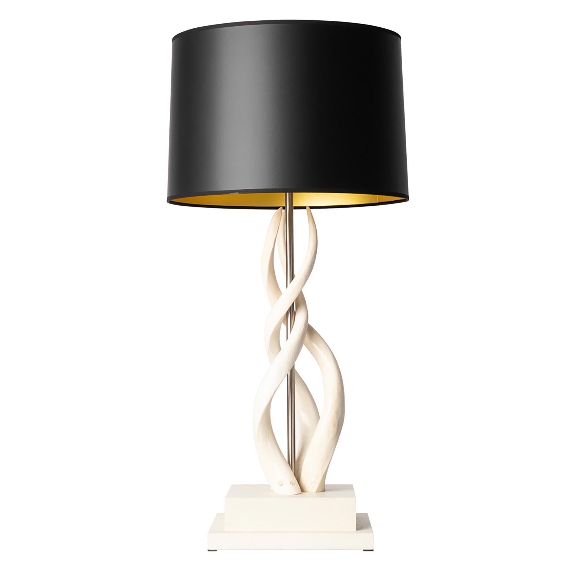 Upright Triple Kudu Inner Horn Lamp - Cream Base