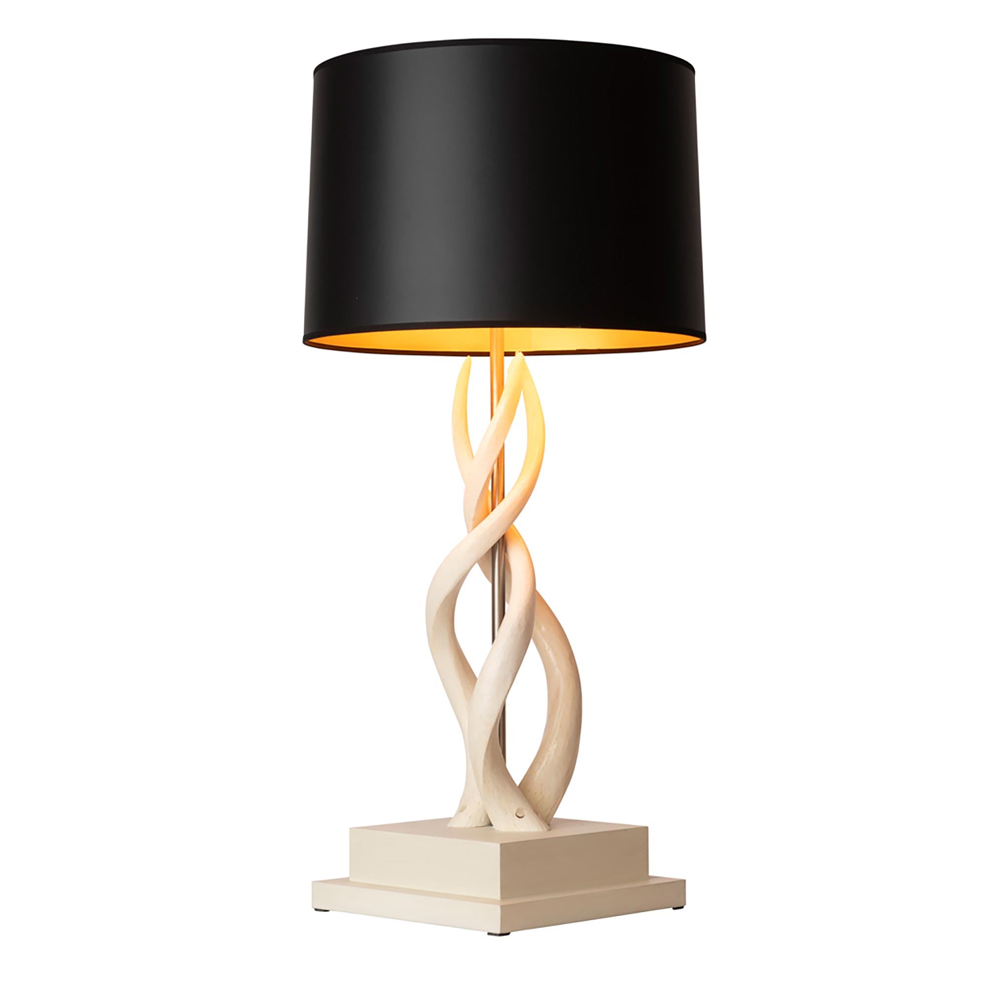 Upright Triple Kudu Inner Horn Lamp - Cream Base