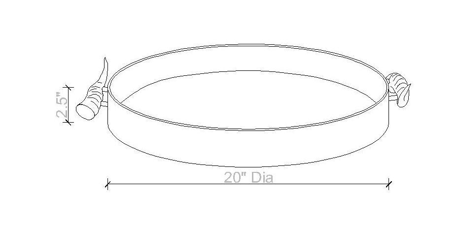 Leather Round Tray w/ Zebra Inlay / Springbok Horn Handles