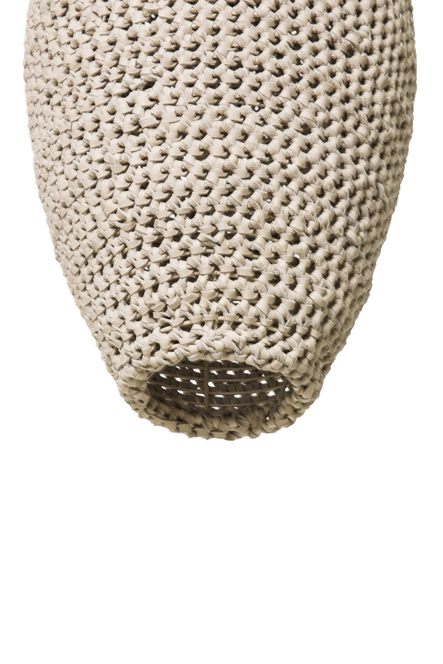 Large Crocheted Leather Pod Pendant