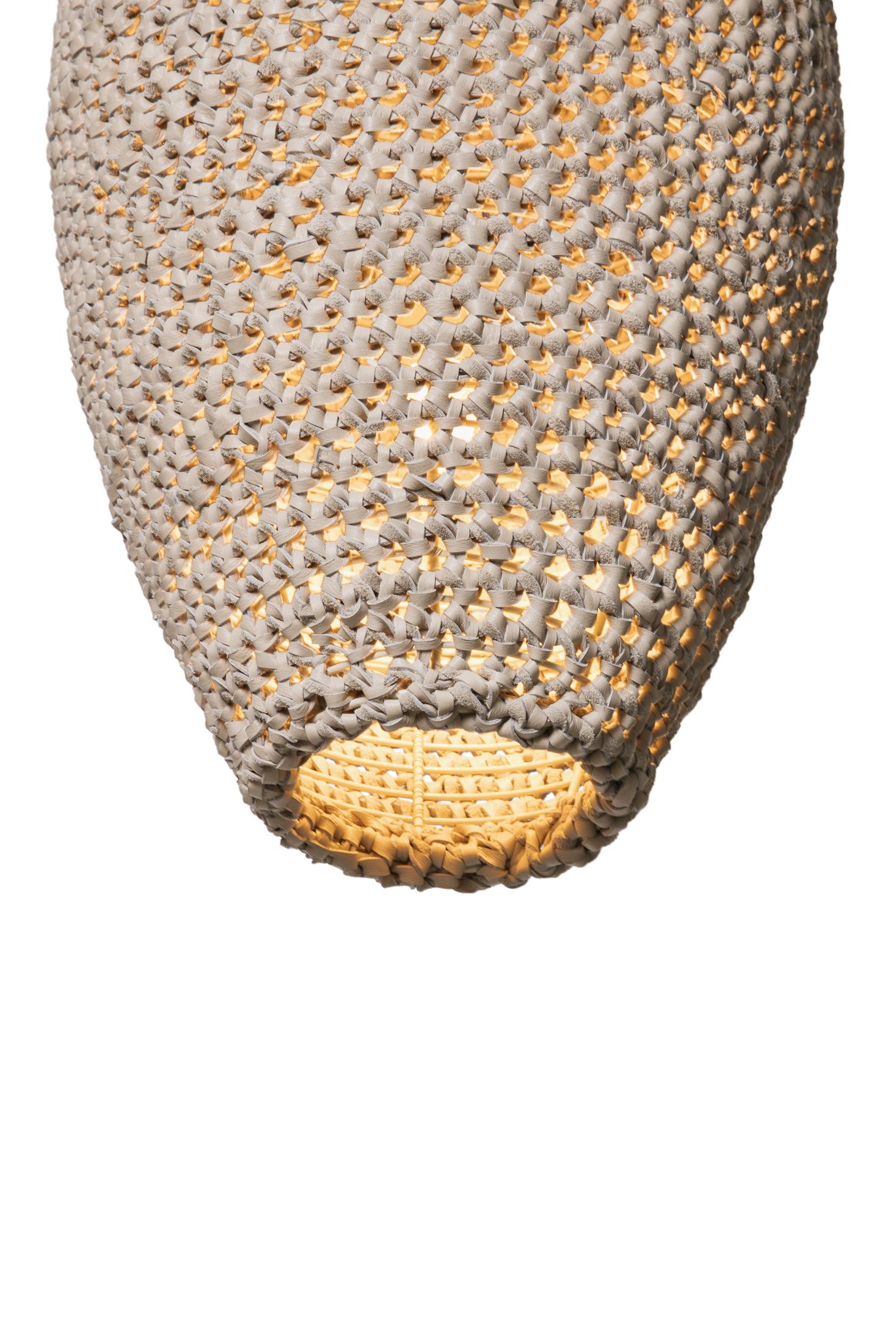 Large Crocheted Leather Pod Pendant