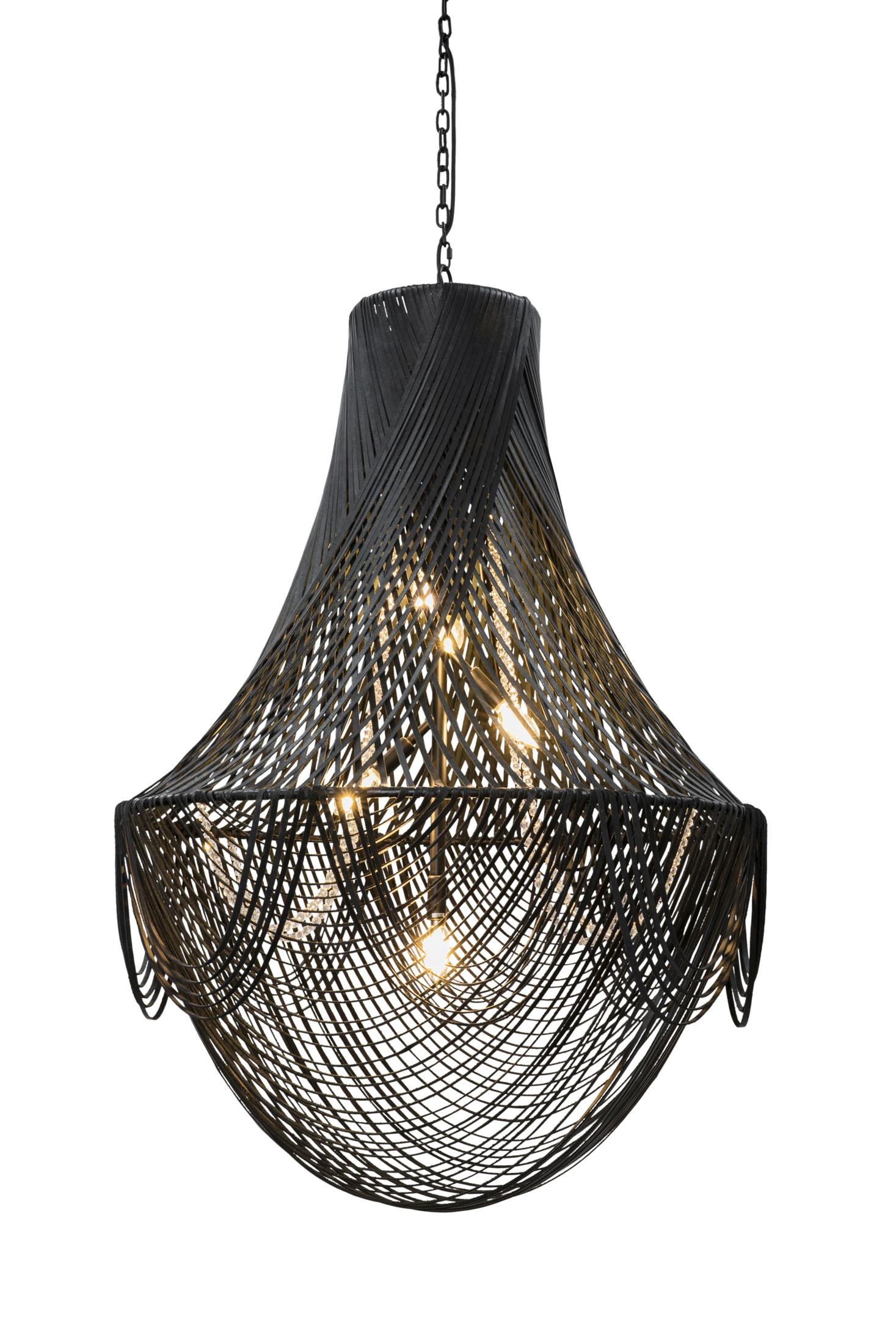 Large Empire Leather Chandelier in Premium Leather