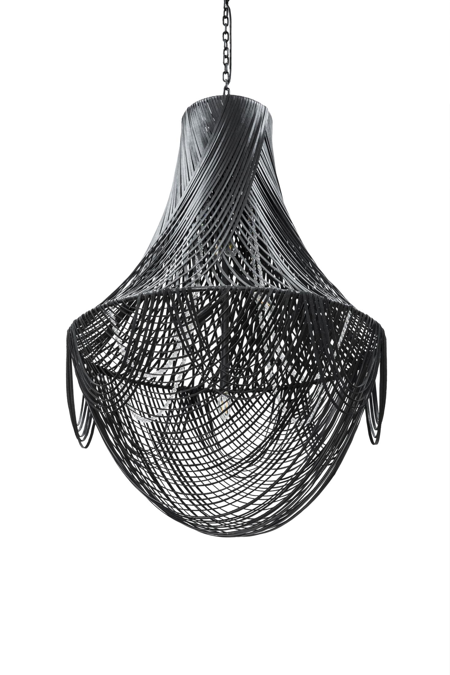 Large Empire Leather Chandelier in Premium Leather