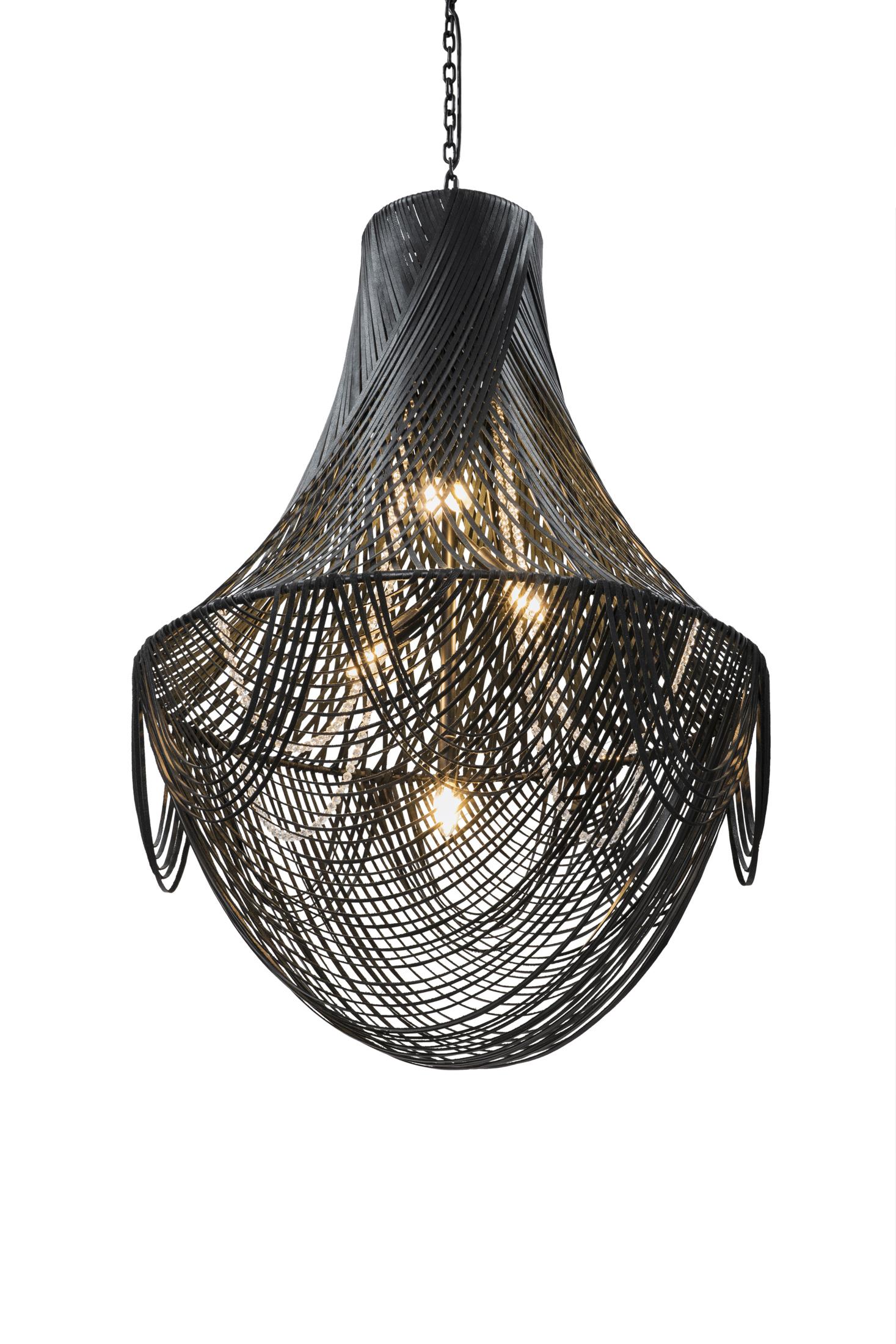 Large Empire Leather Chandelier in Premium Leather