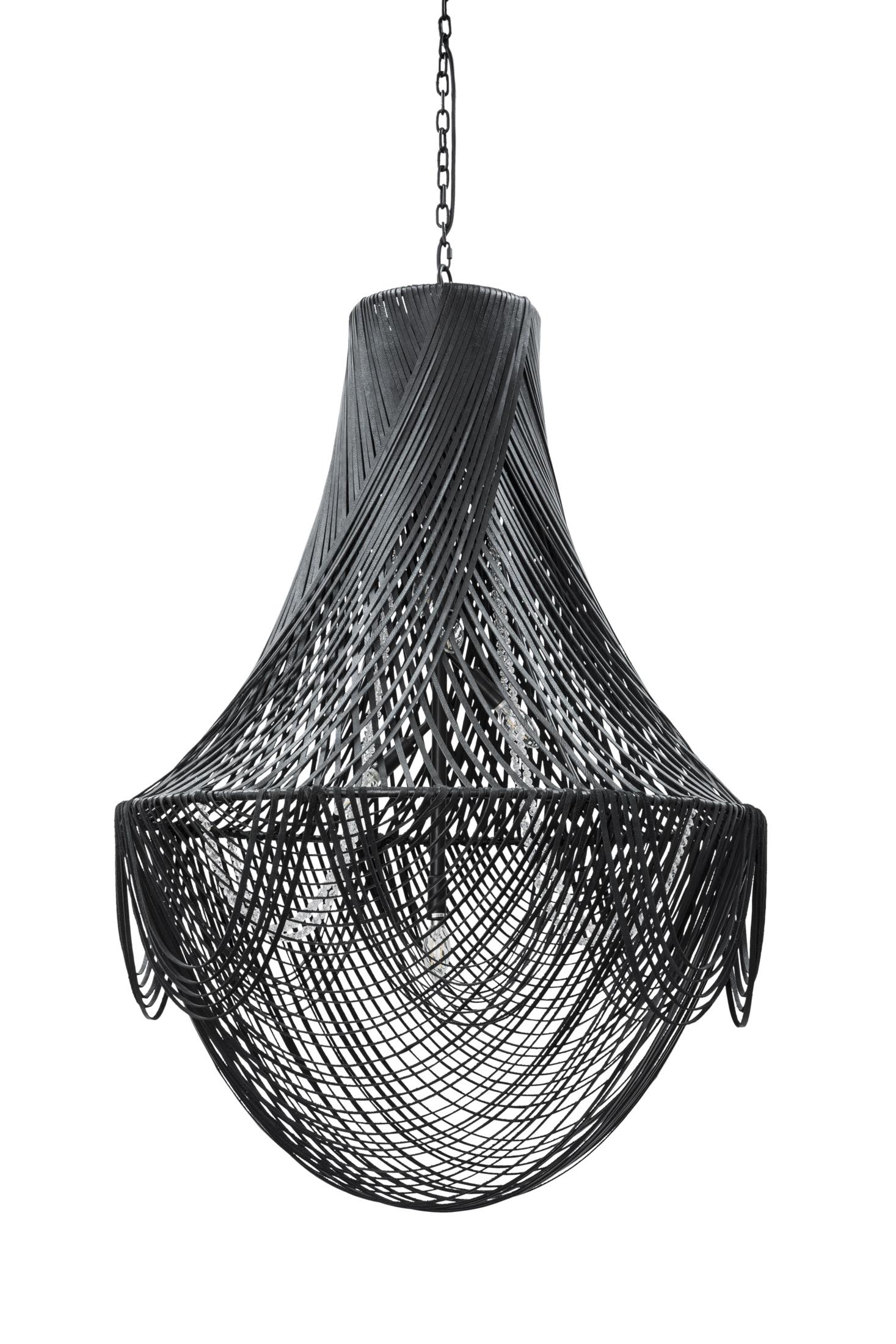 Large Empire Leather Chandelier in Premium Leather