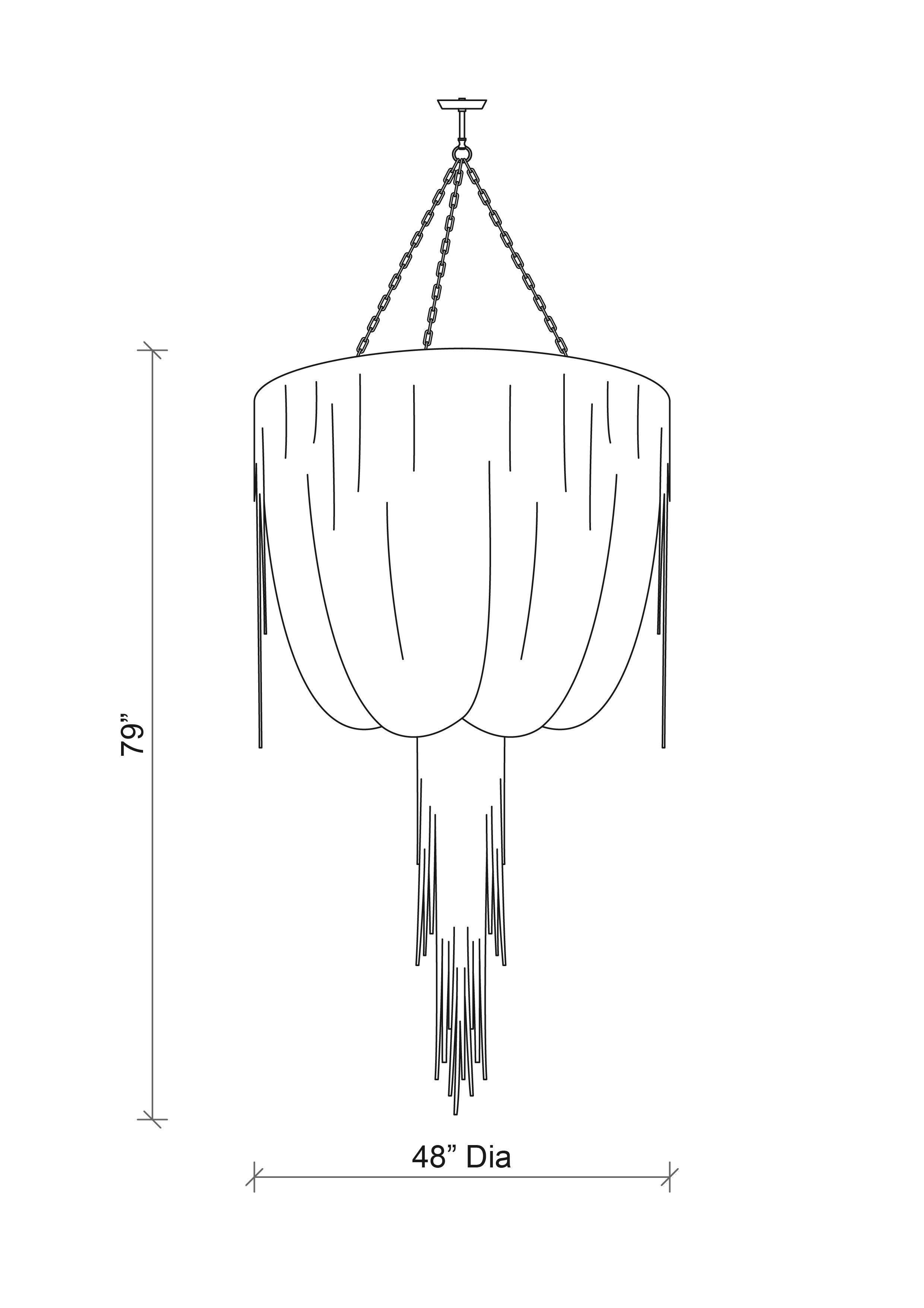 Large Round Urchin Leather Chandelier in Metallic Leather