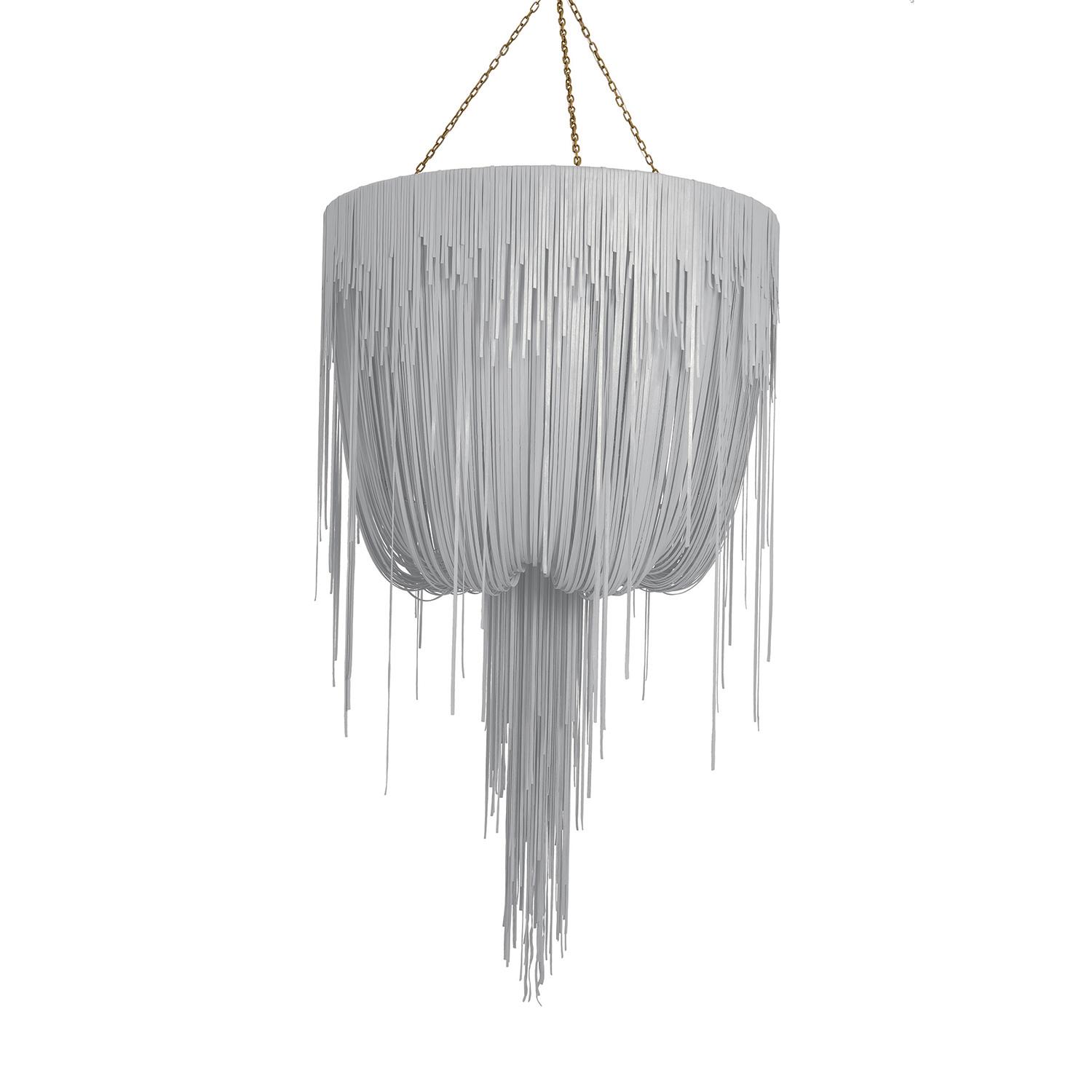 Large Round Urchin Leather Chandelier in Metallic Leather