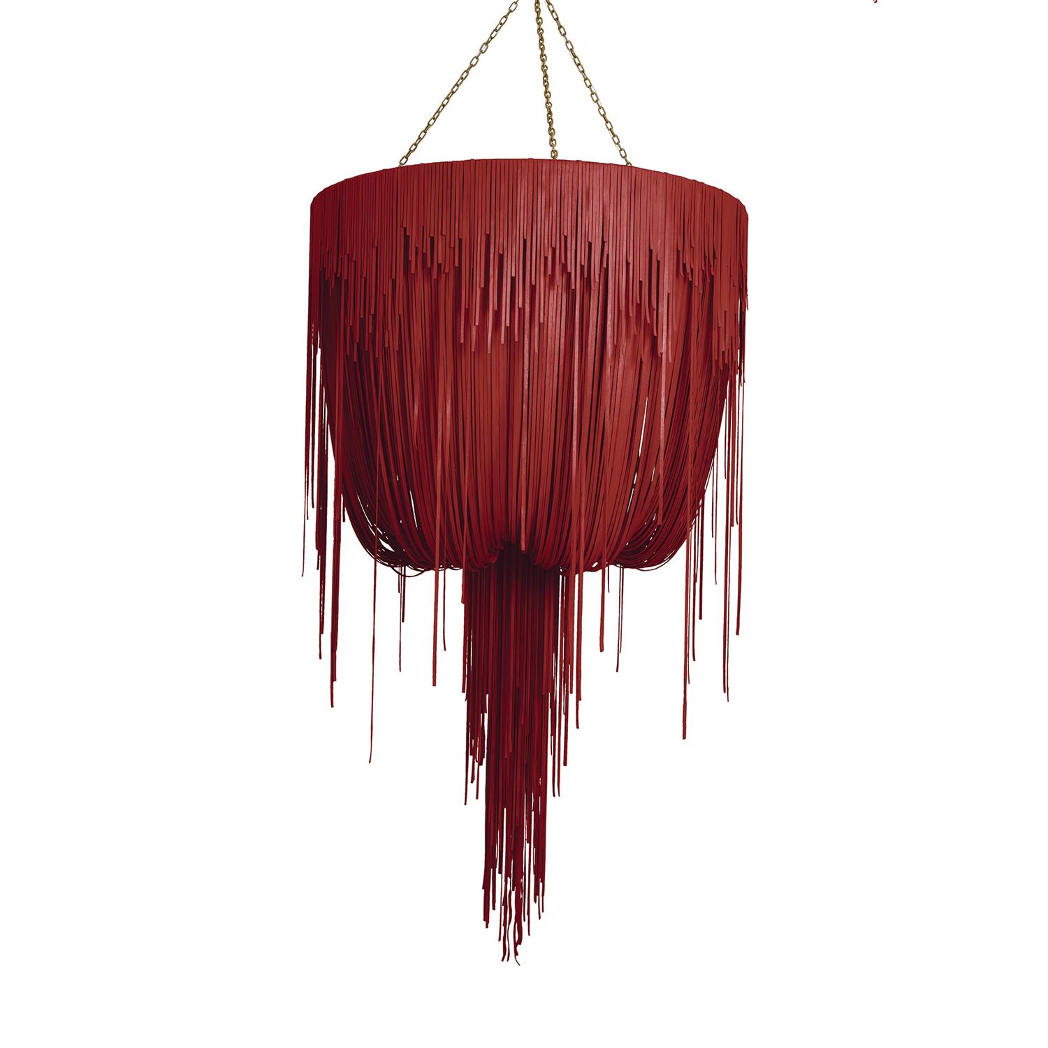 Large Round Urchin Leather Chandelier in NeKeia Leather