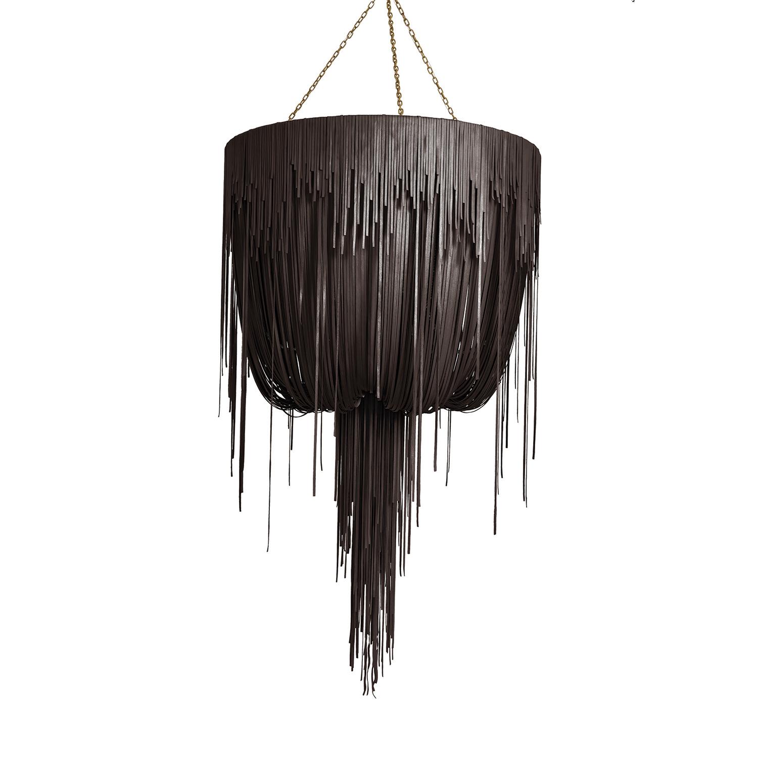 Large Round Urchin Leather Chandelier in Premium Leather