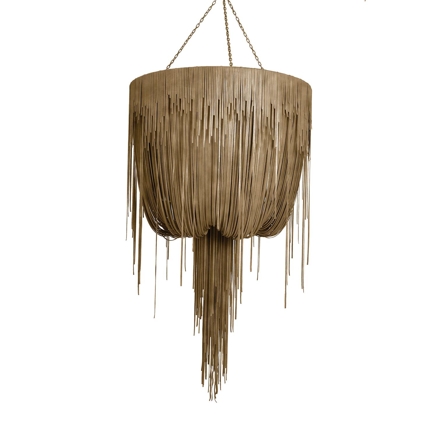 Large Round Urchin Leather Chandelier in Premium Leather