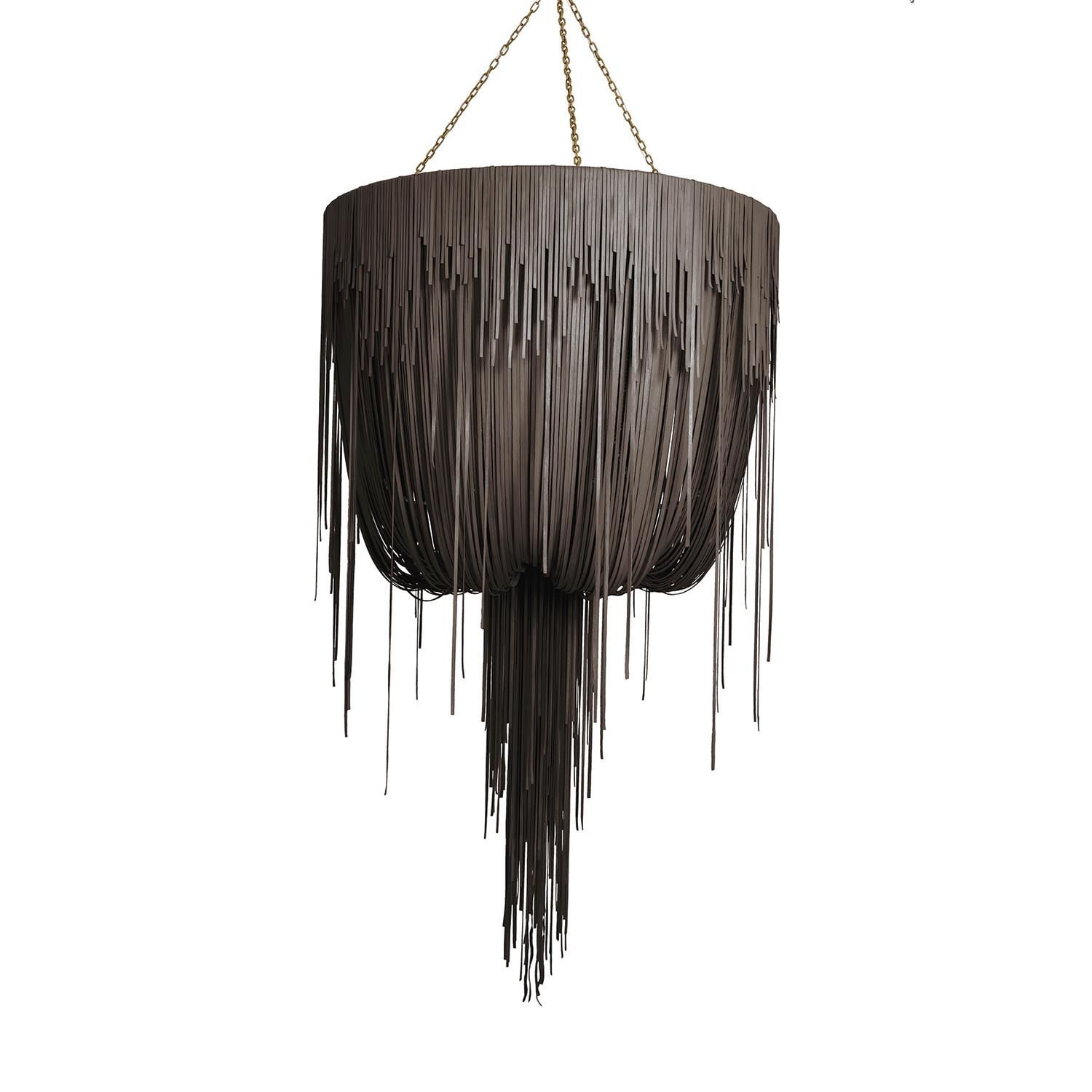 Large Round Urchin Leather Chandelier in Premium Leather