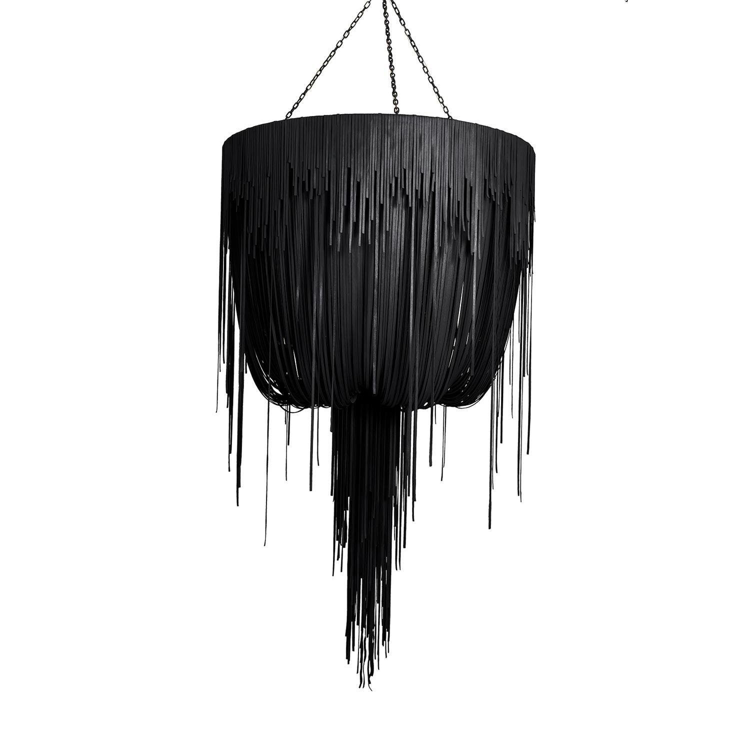 Large Round Urchin Leather Chandelier in Premium Leather