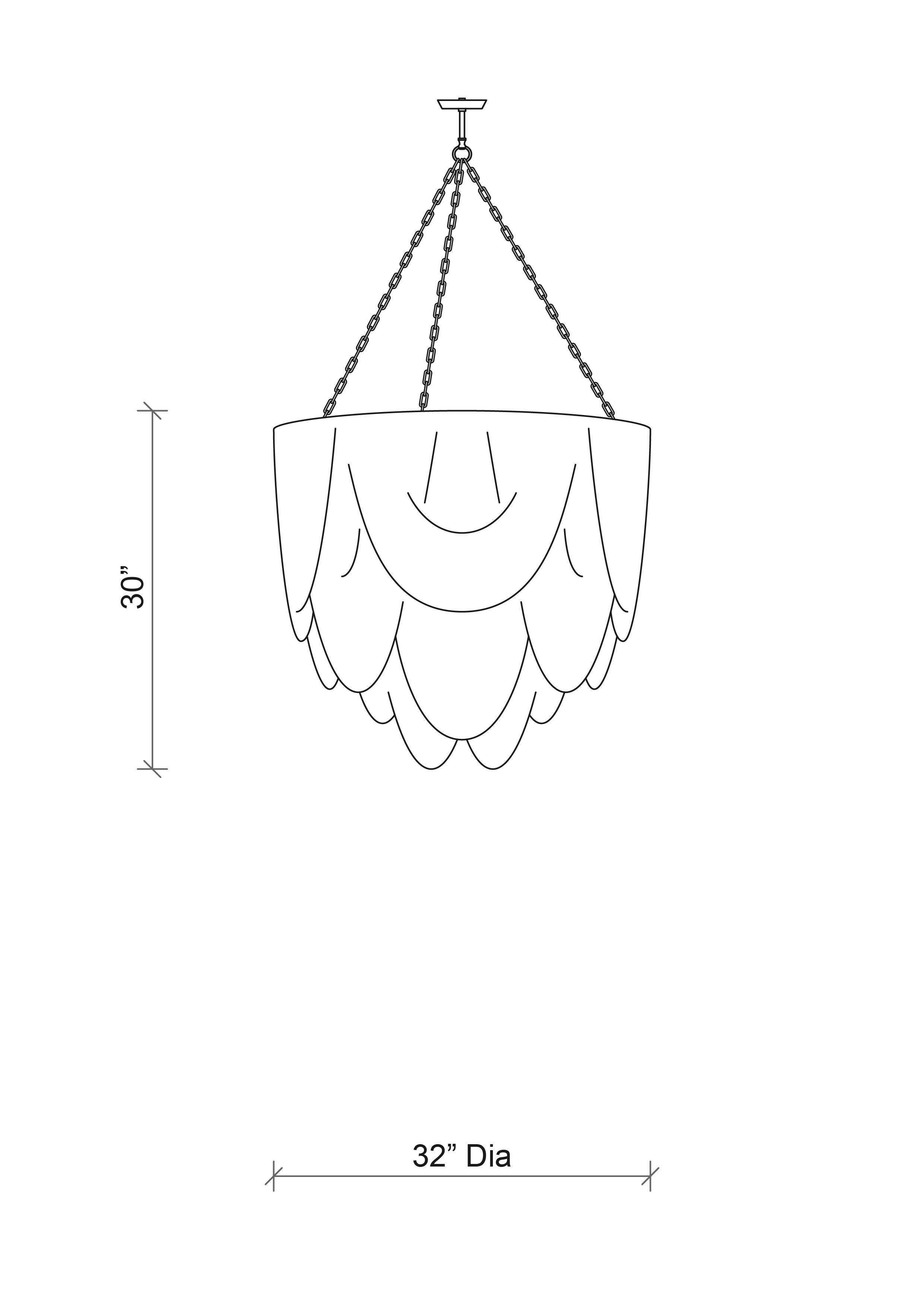 Large Round Whisper Leather Chandelier in Cream-Stone Leather