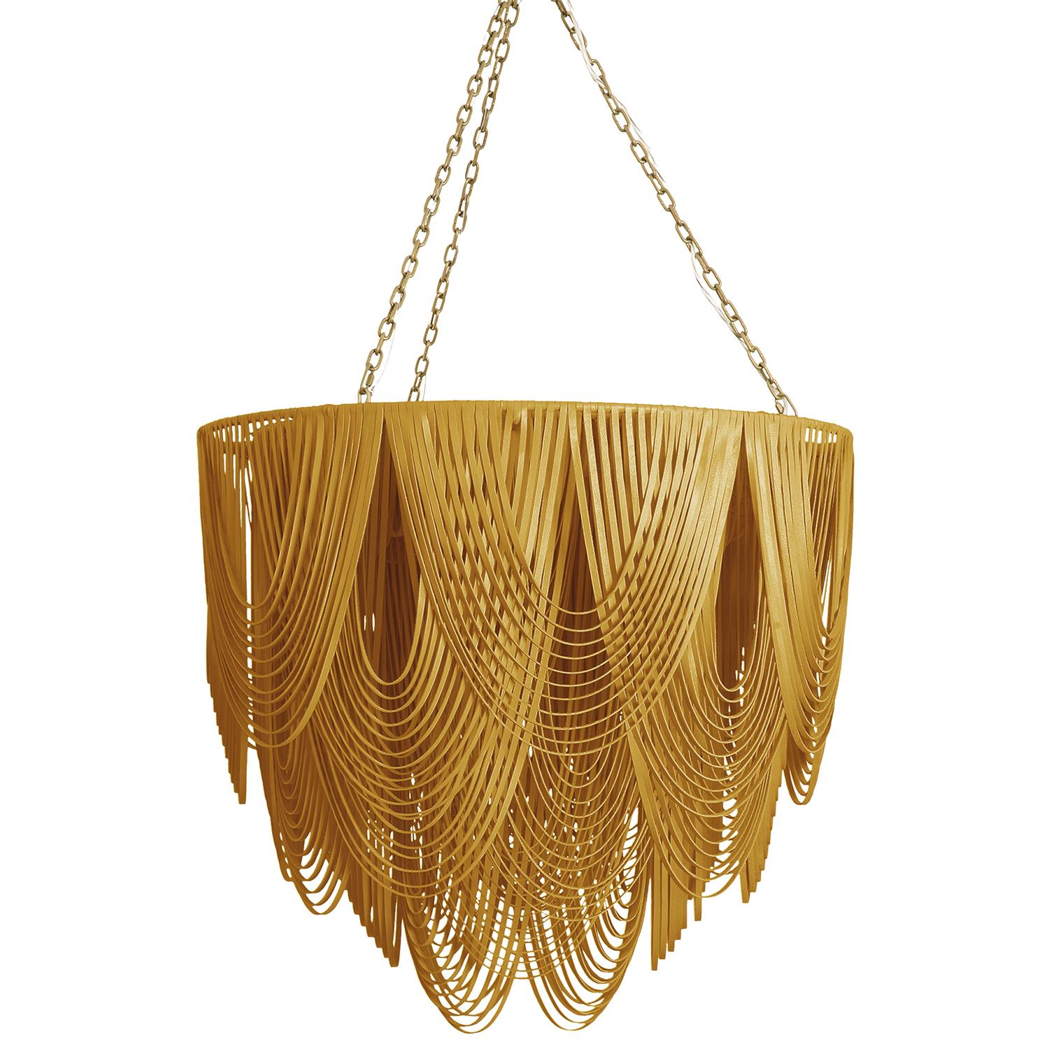 Large Round Whisper Leather Chandelier in NeKeia Leather