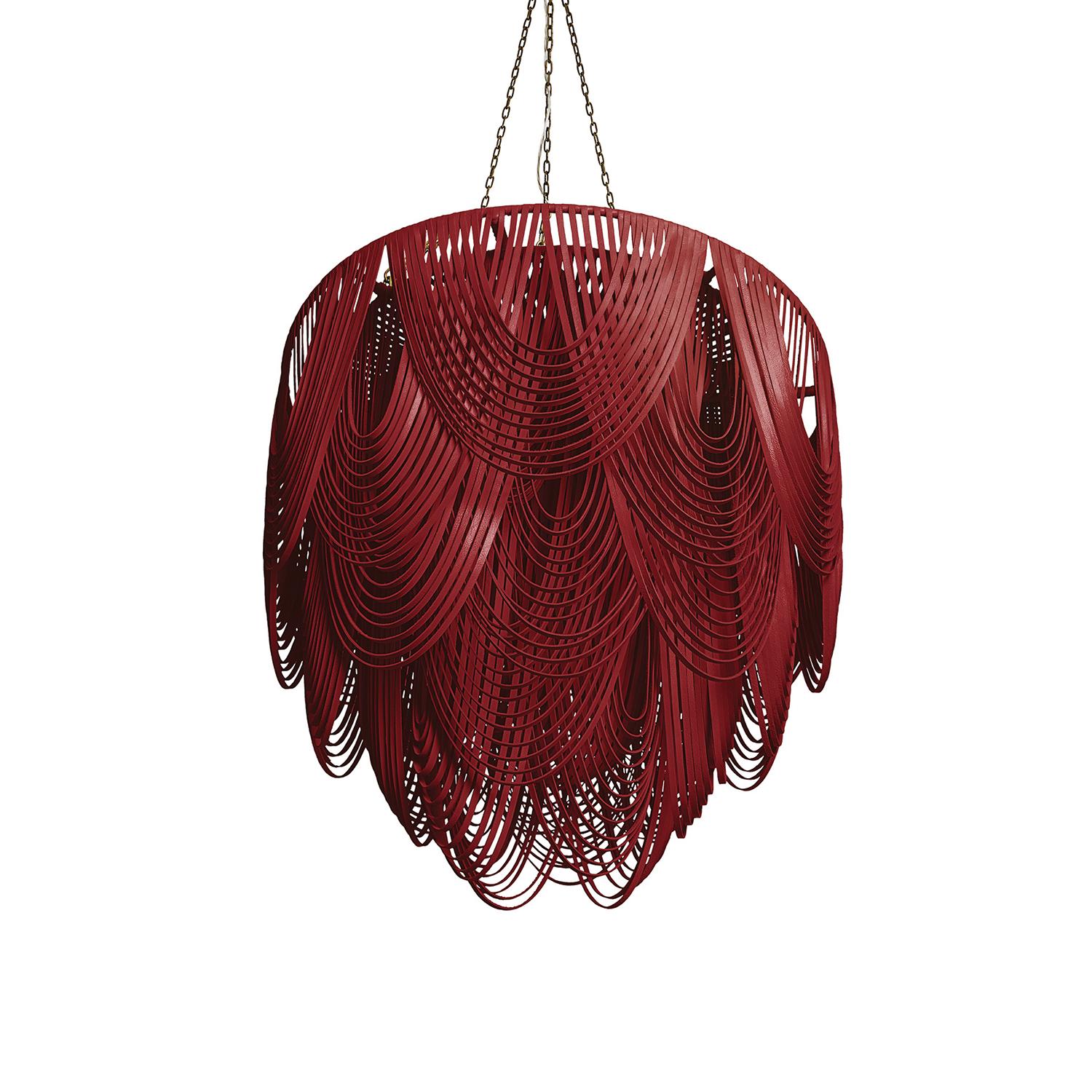 Large Round Whisper Leather Chandelier in NeKeia Leather