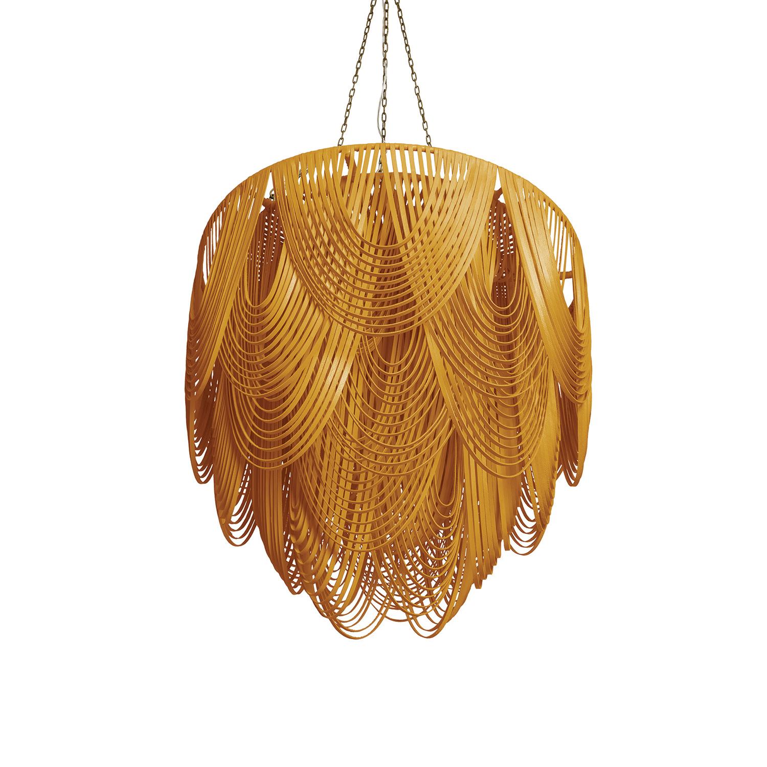 Large Round Whisper Leather Chandelier in NeKeia Leather