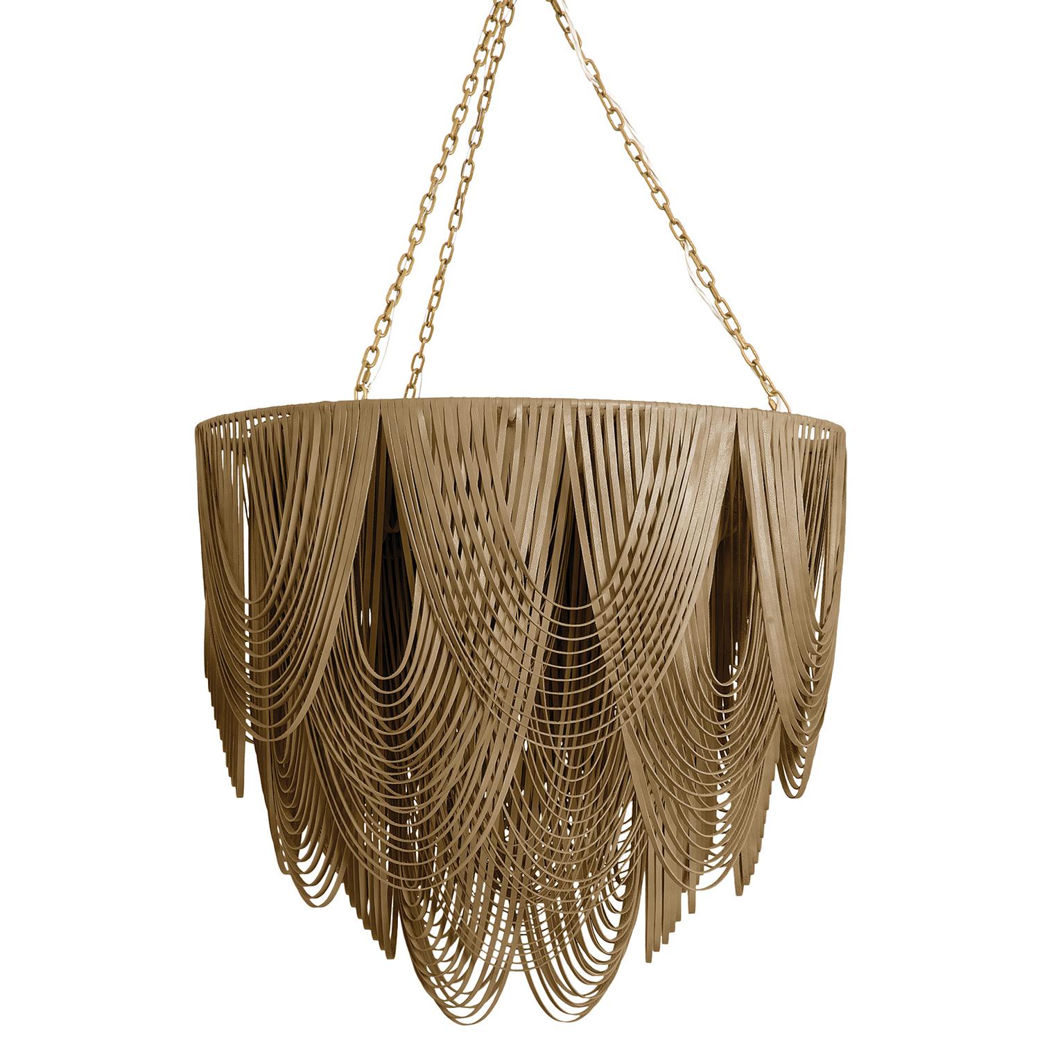 Large Round Whisper Leather Chandelier in Premium Leather