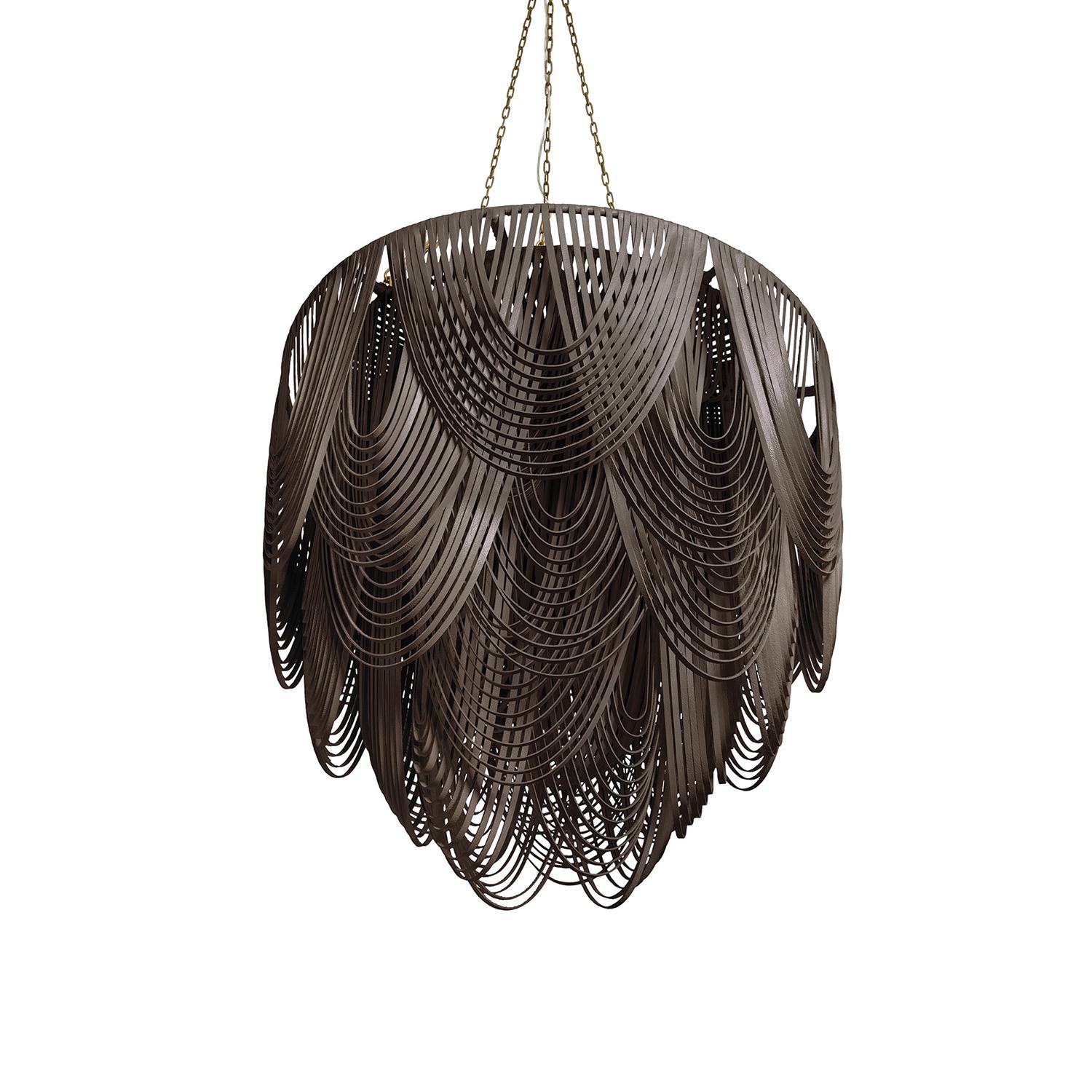 Large Round Whisper Leather Chandelier in Premium Leather