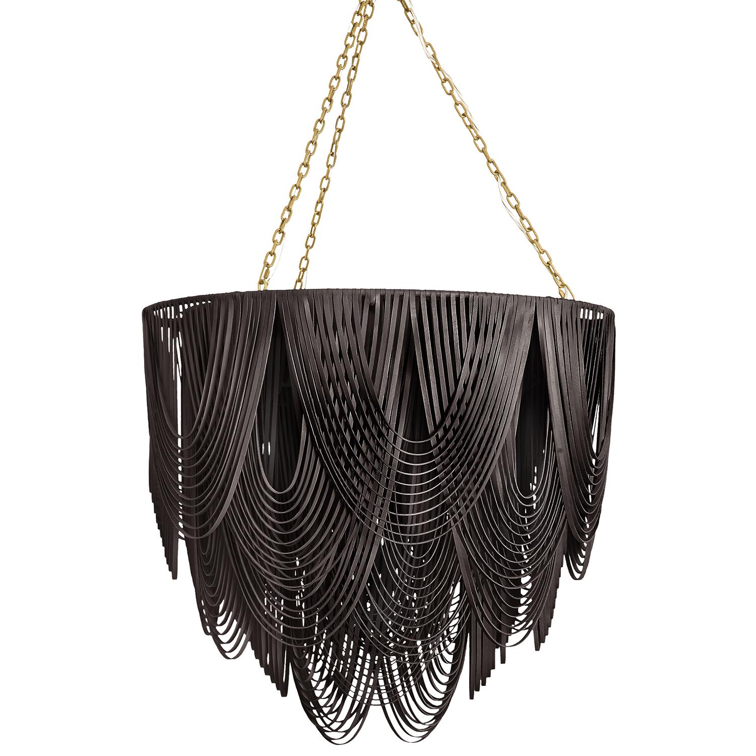 Large Round Whisper Leather Chandelier in Premium Leather