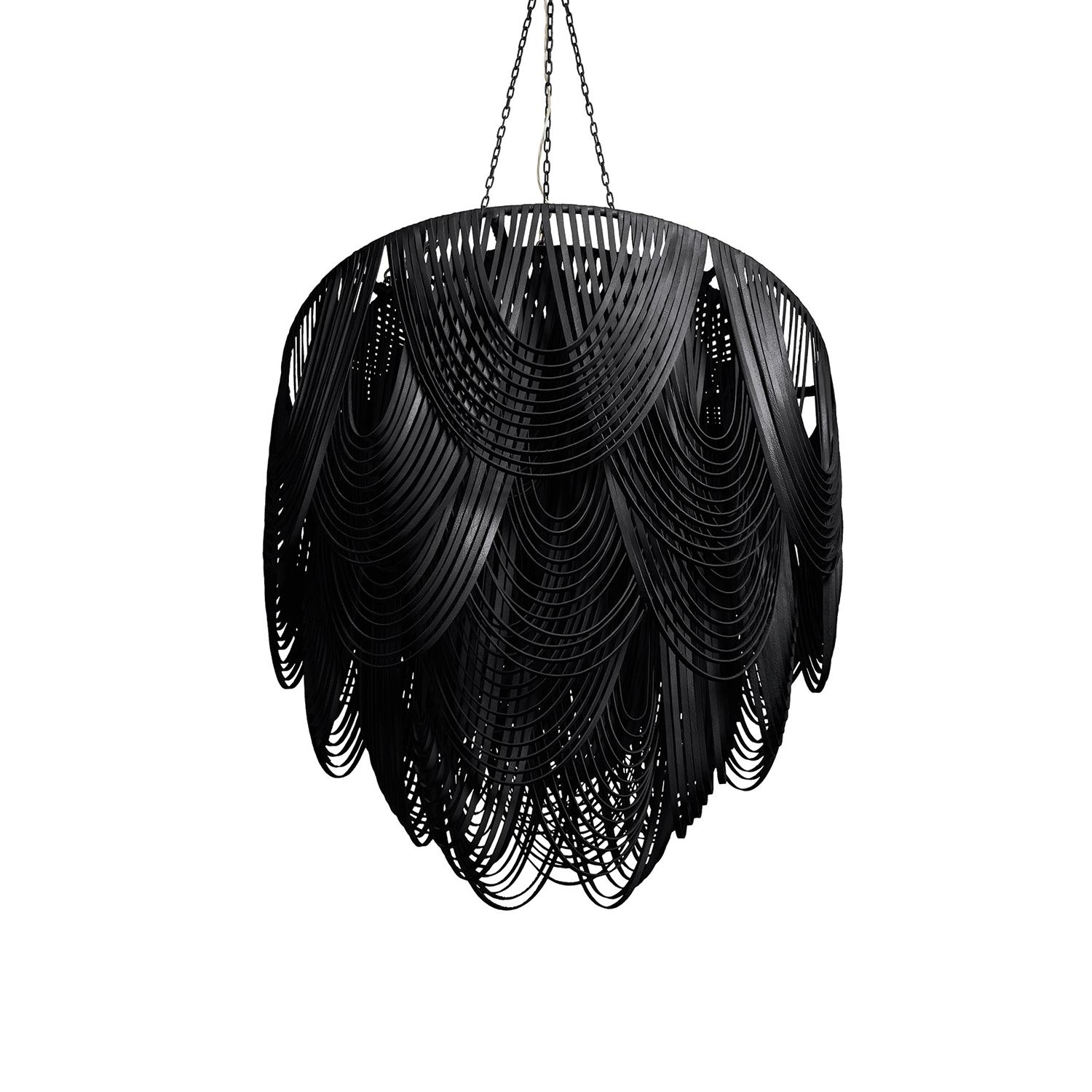 Large Round Whisper Leather Chandelier in Premium Leather