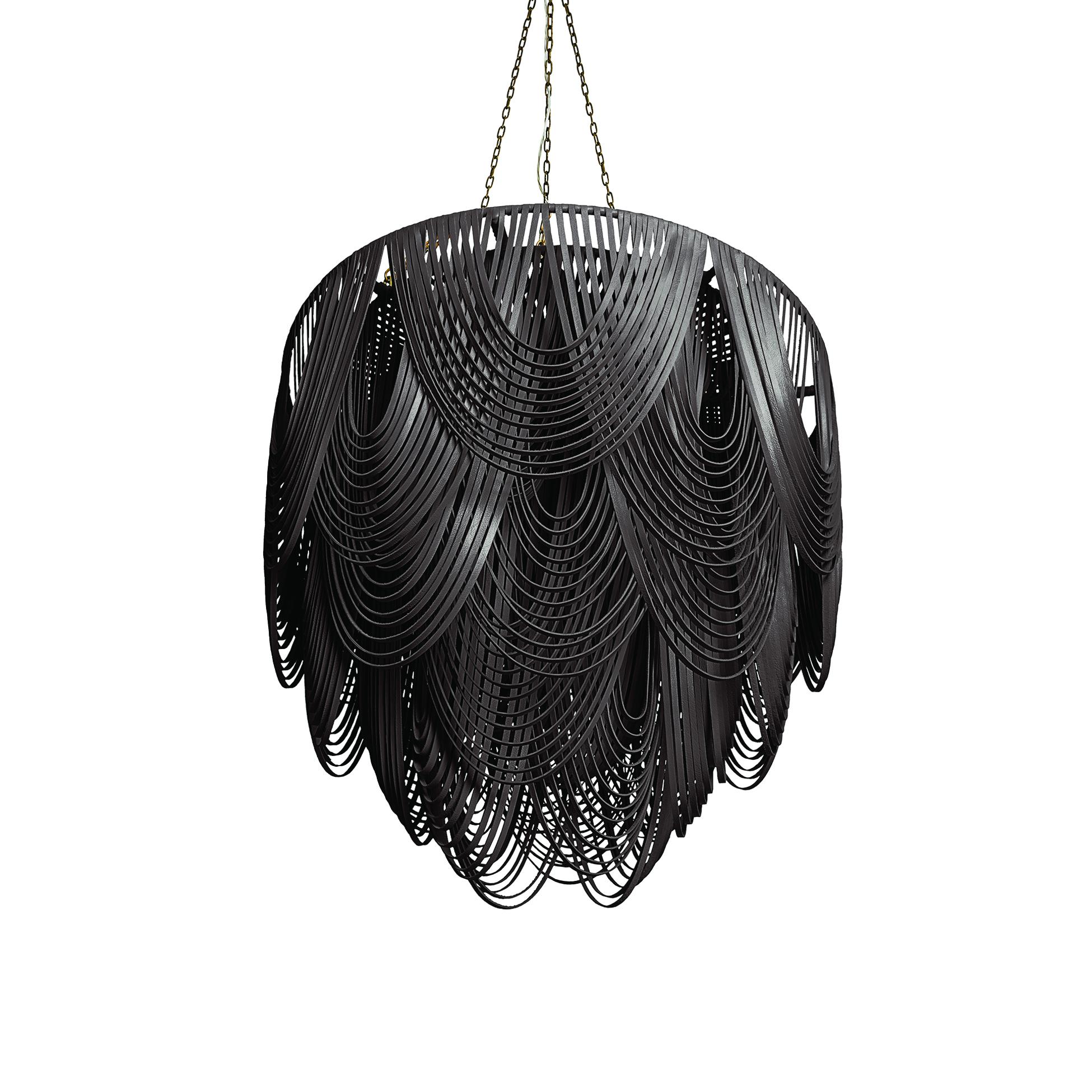 Large Round Whisper Leather Chandelier in Premium Leather