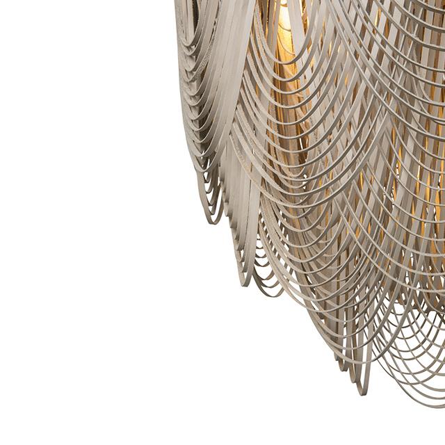 Large Round Whisper Flush Mount Leather Chandelier in Cream-Stone Leather
