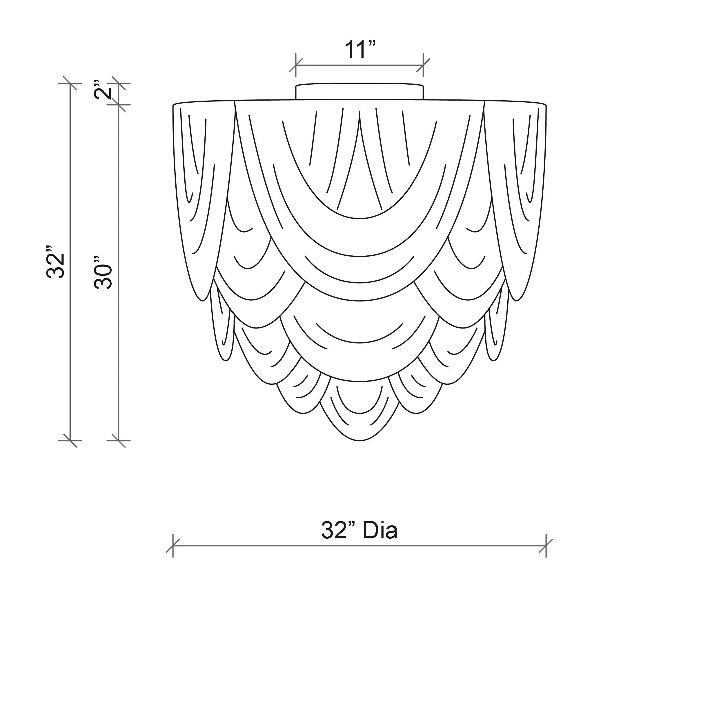 Large Round Whisper Flush Mount Leather Chandelier